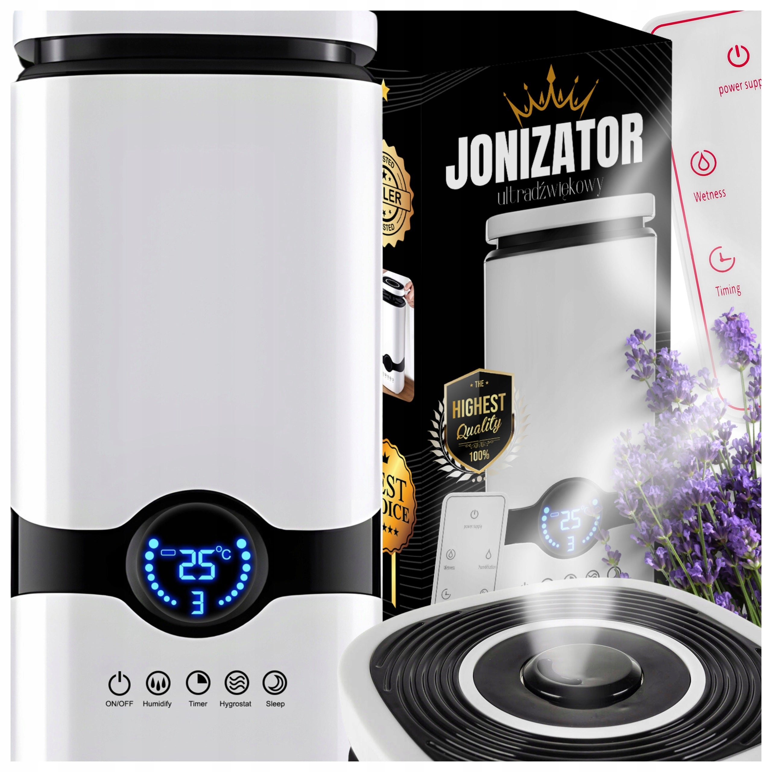 AIR HUMIDIFIER DIFFUSER 4000 ml AROMATHERAPY IONIZER 3in1 + PILOT