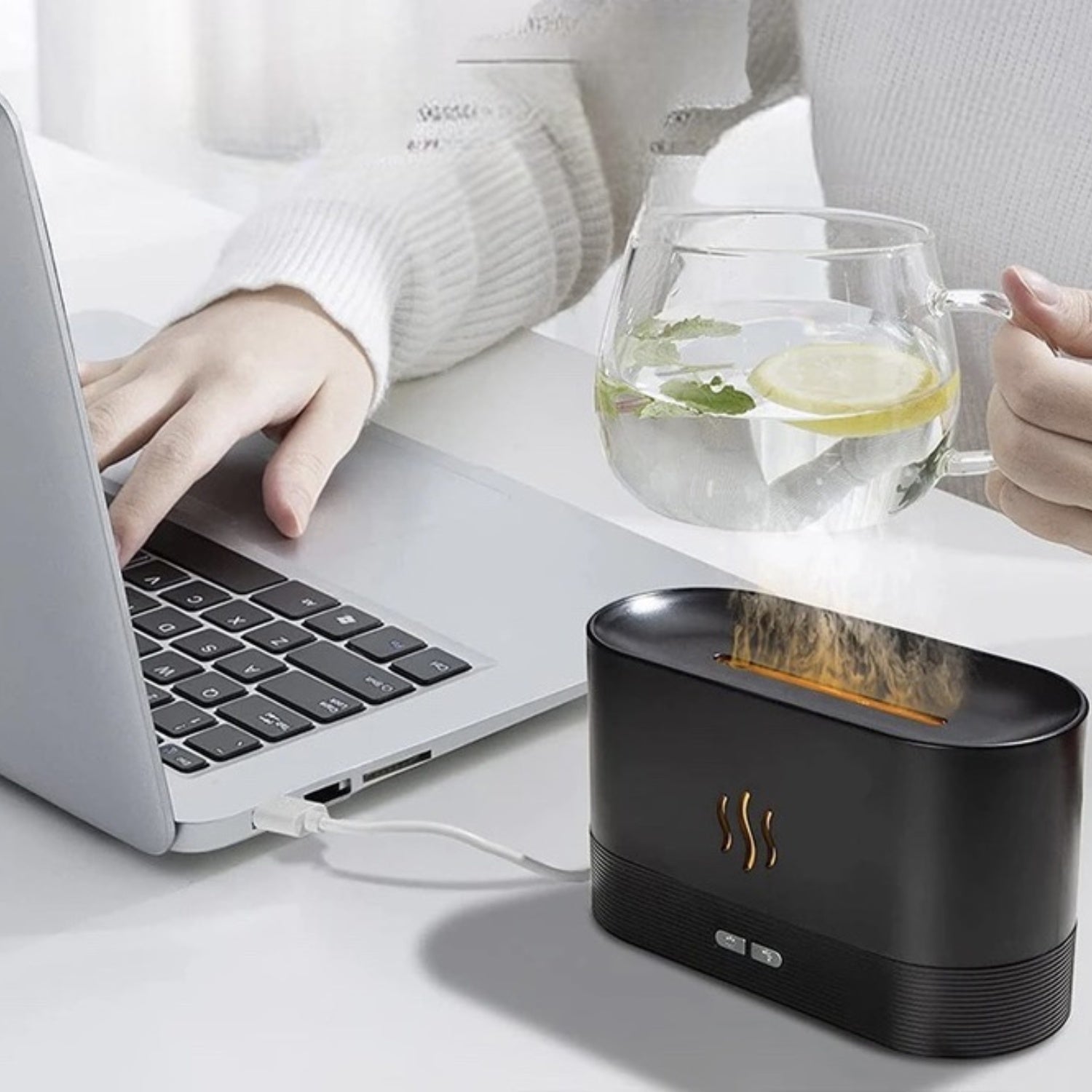 AIR HUMIDIFIER EVAPORATIVE FLAME Fragrance Diffuser Aromatherapy Medical device no