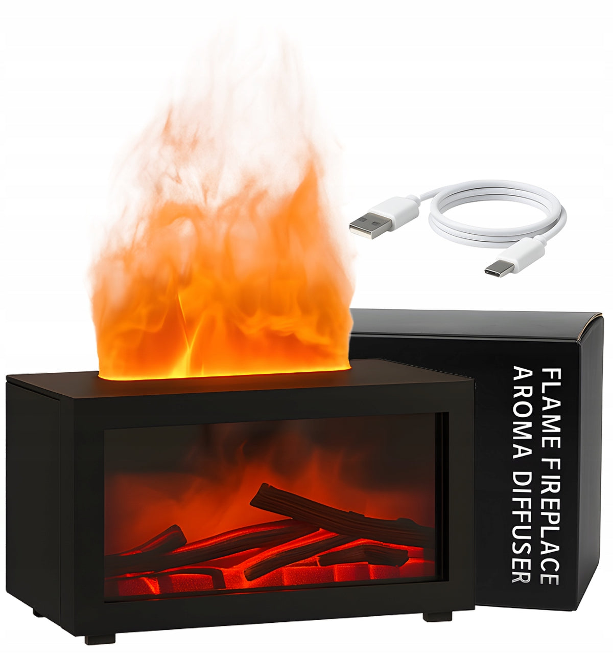 AIR HUMIDIFIER FIREPLACE OIL DIFFUSER AROMATHERAPY MINI LED 7 COLORS