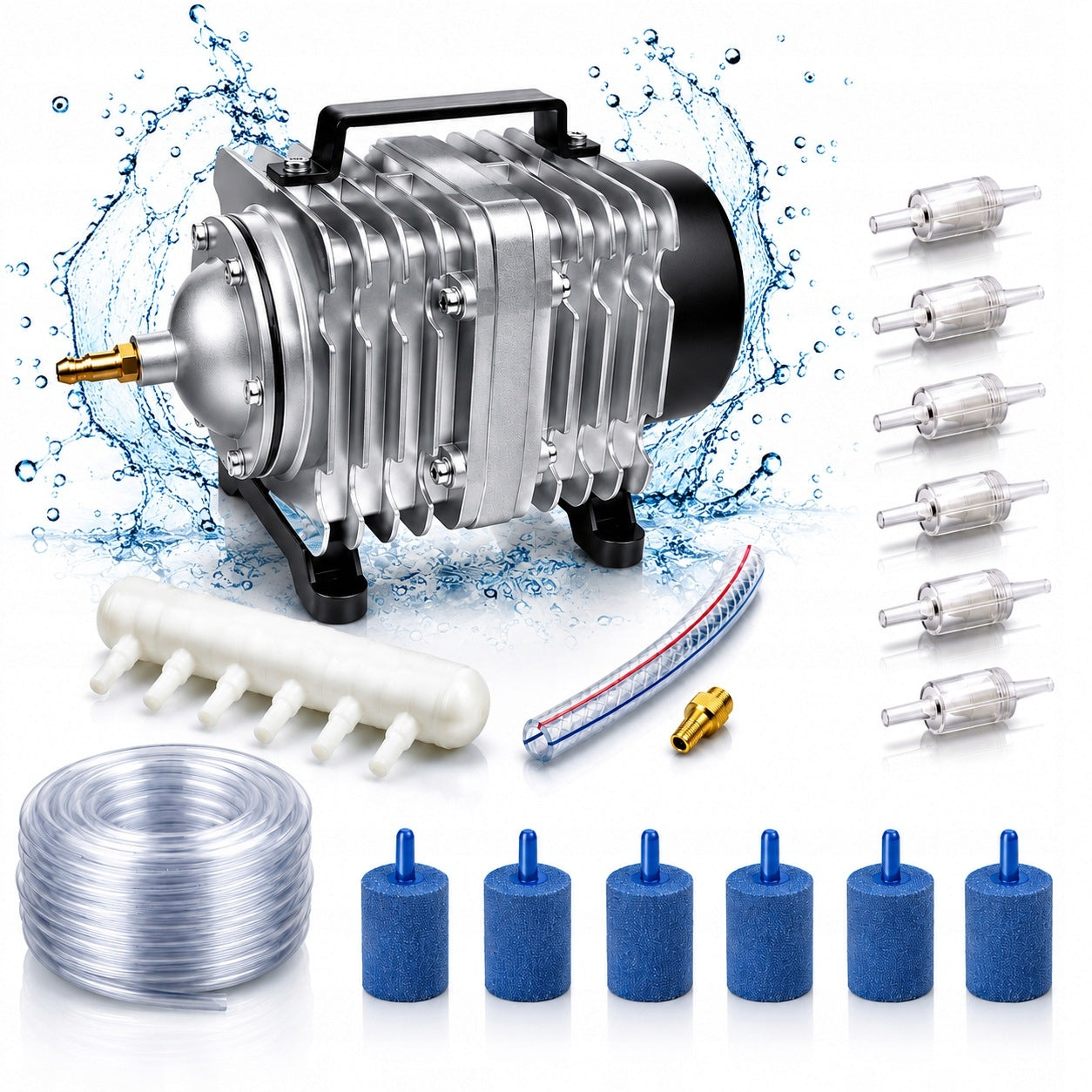 AIR PUMP FOR POND WATER AERATOR 25W 2700l/h SET 22in1