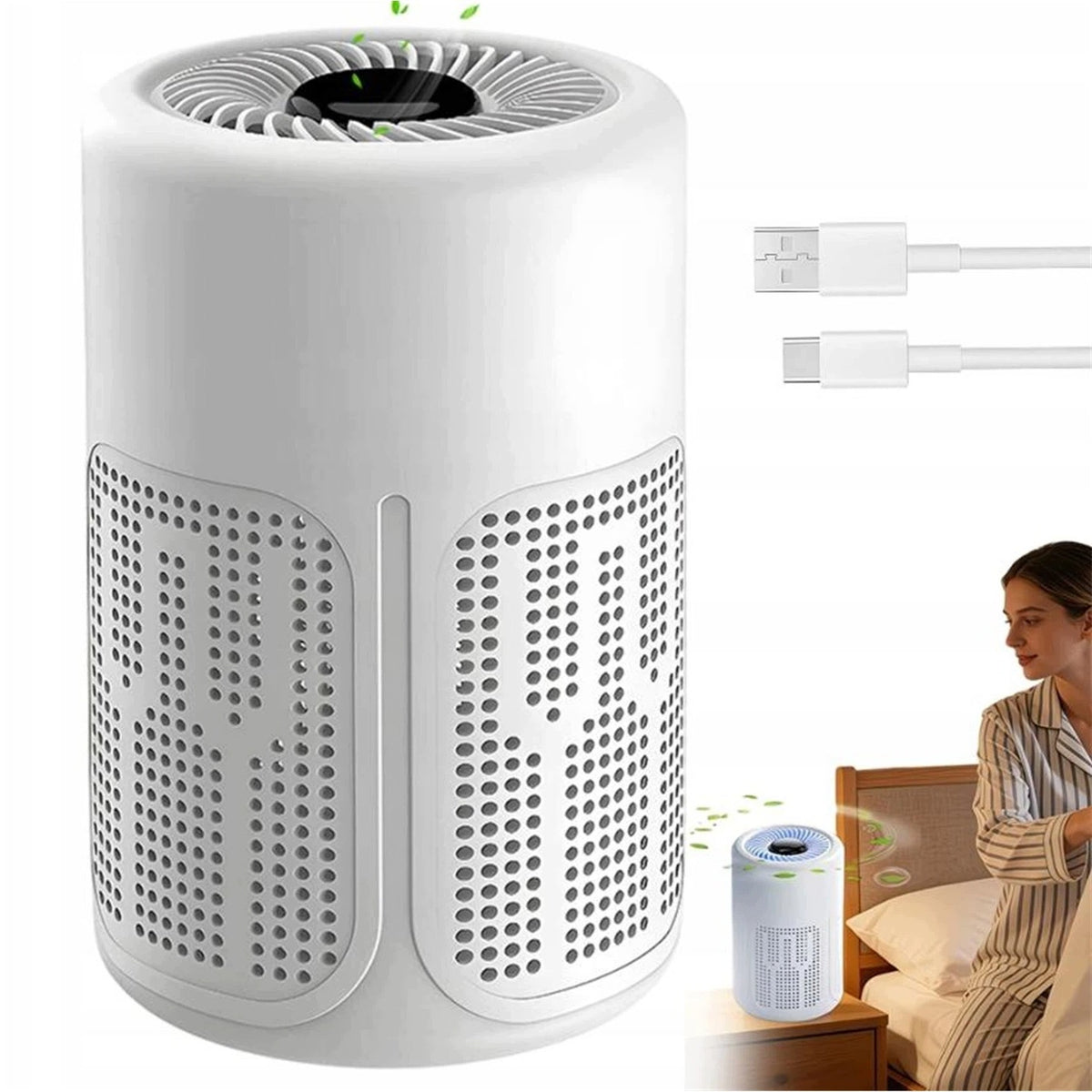 AIR PURIFIER HOME IONIZER WHITE 5W FILTRATION NEGATIVE IONS 5V