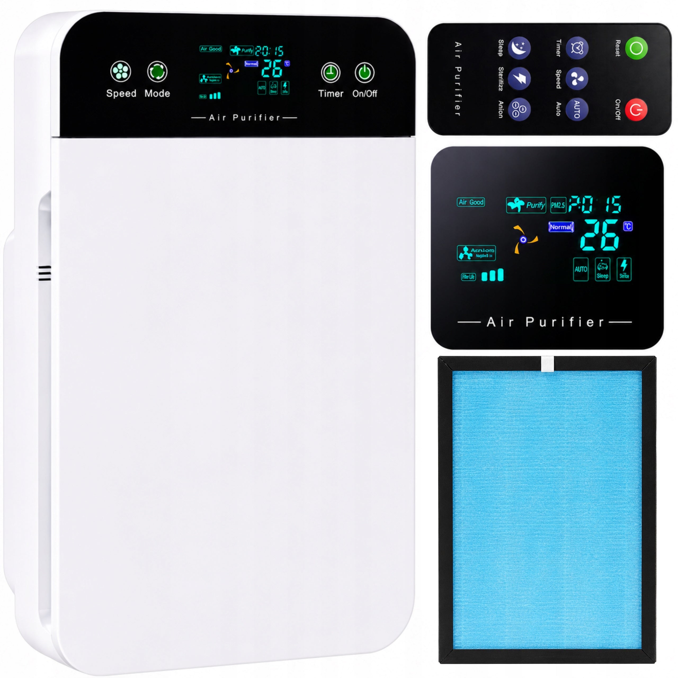 AIR PURIFIER LARGE POWERFUL QUIET + HEPA FILTER AUTOMATIC IONIZATION