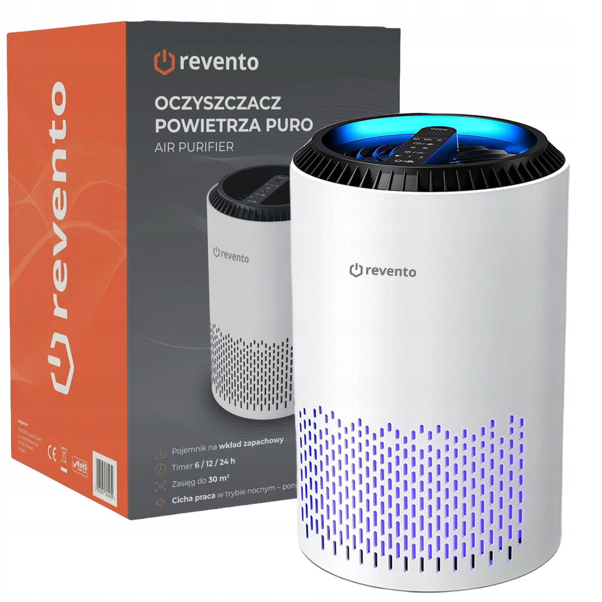 AIR PURIFIER REVENTO PURO SILENT AROMATHERAPY TIMER + HEPA FILTER