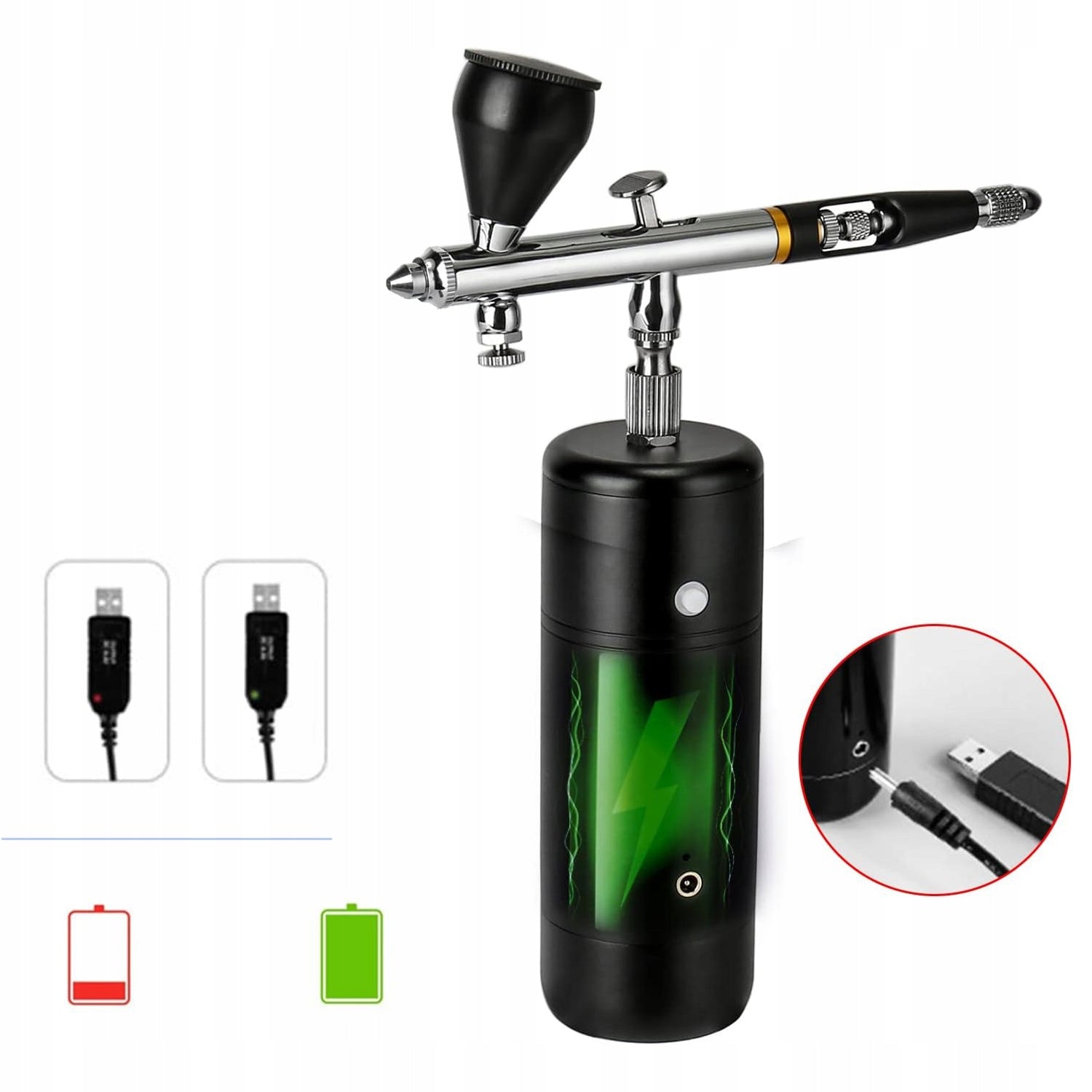 AIRBRUSH KIT PORTABLE WIRELESS GUN COMPRESSOR NOZZLES 0.3mm Packaging status original