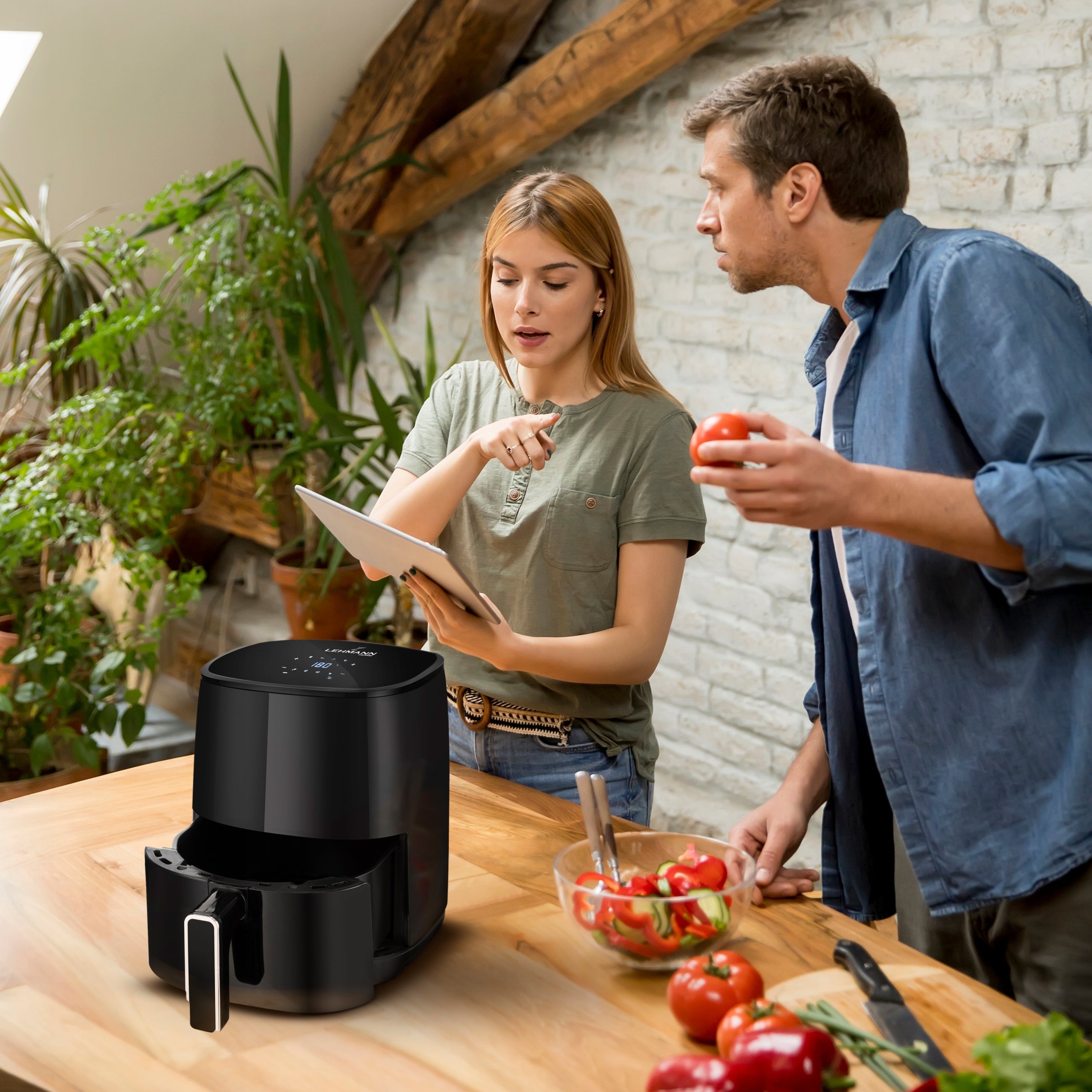 AIRFRYER NON-FAT AIRFRYER GRILLING LARGE NON-STICK 4L LED Brand Lehmann