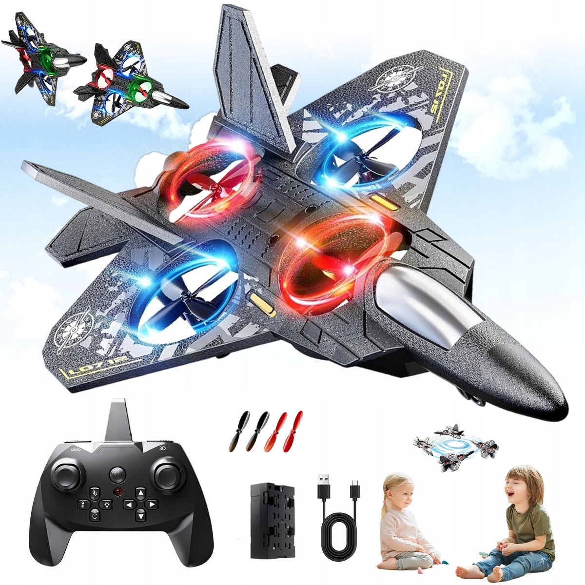 AIRPLANE RC TOY FOR CHILDREN, REMOTE CONTROLLED AIRCRAFT MODEL 360° ROTATION