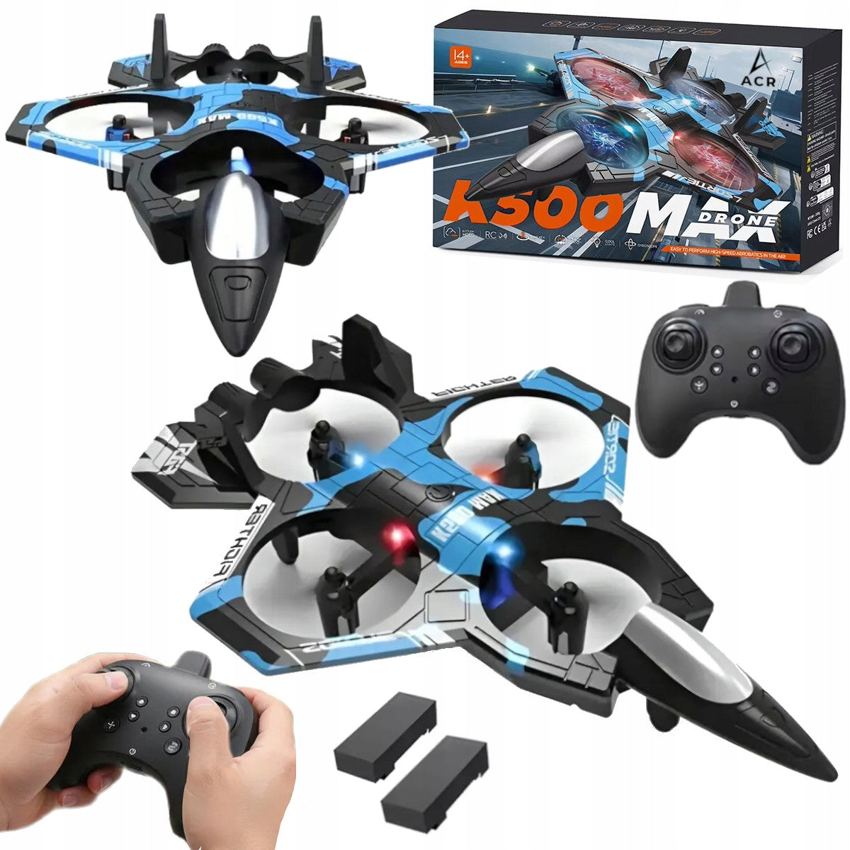 AIRPLANE REMOTE CONTROLLED DRONE RC MODEL FLYING PILOT LED 2x battery
