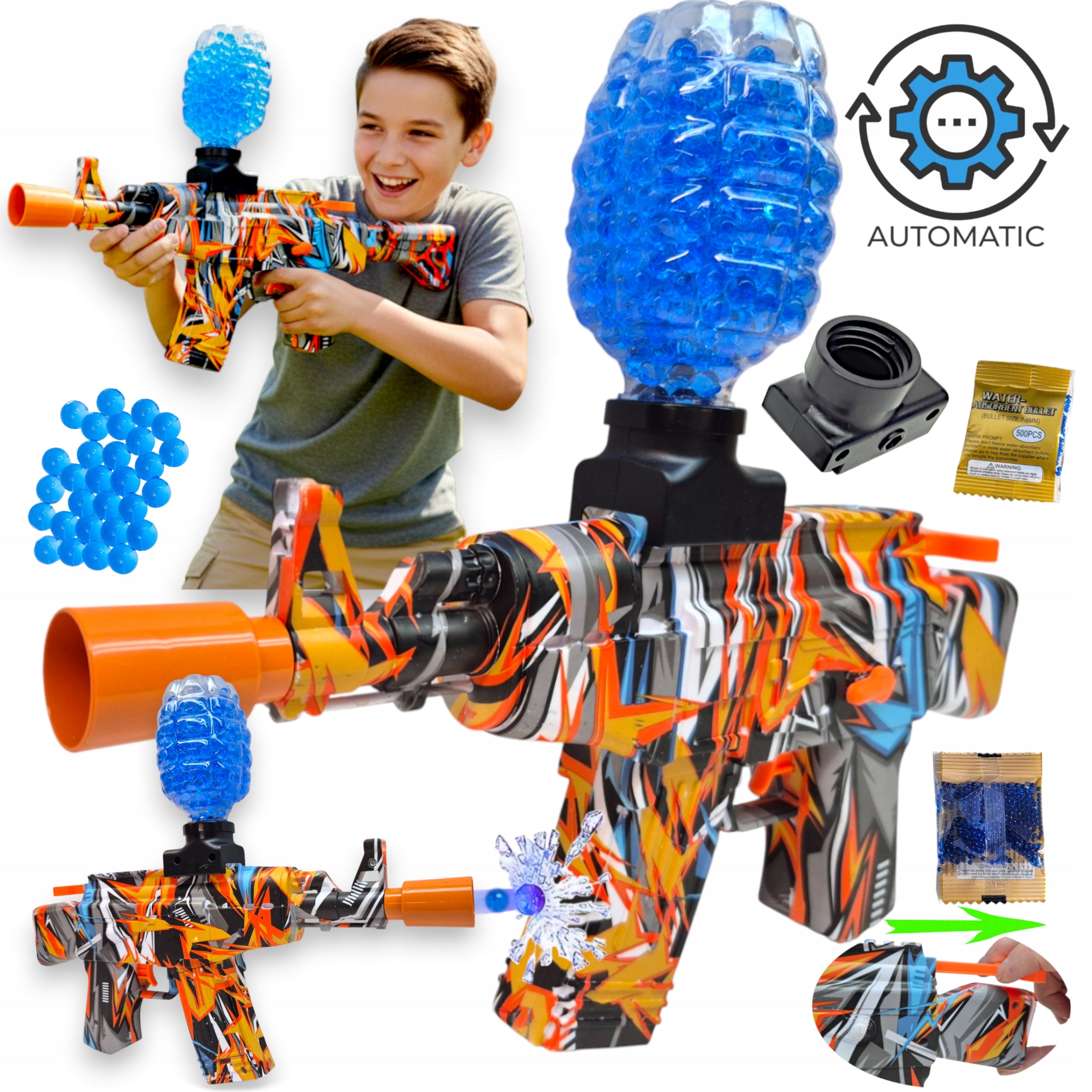AK47 AUTOMATIC RIFLE FOR WATER GEL BALLS ORBEEZ SAFE GUN