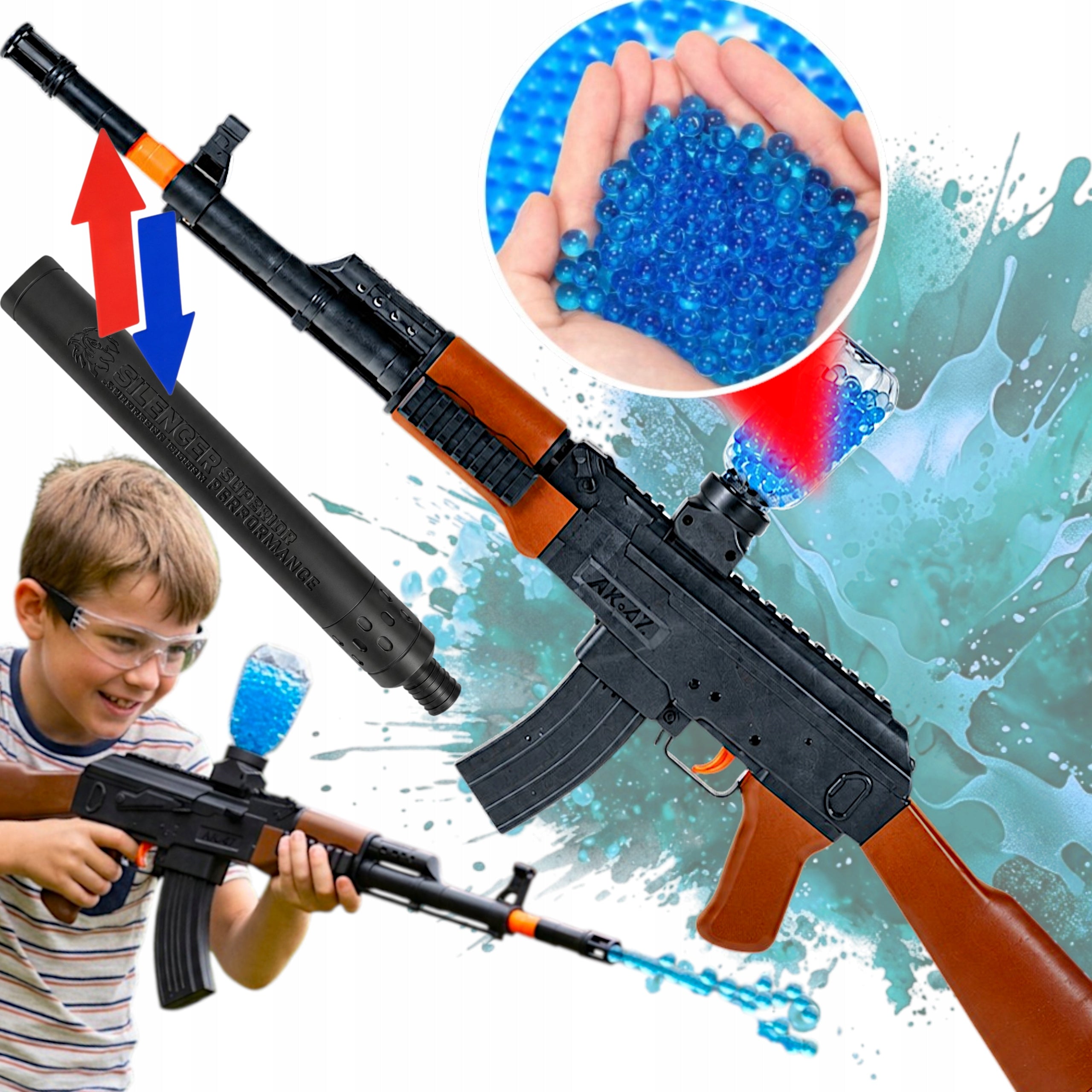 AK47 RIFLE BALL MACHINE WATER GEL CARTRIDGES ORBEEZ SAFE PISTOLS