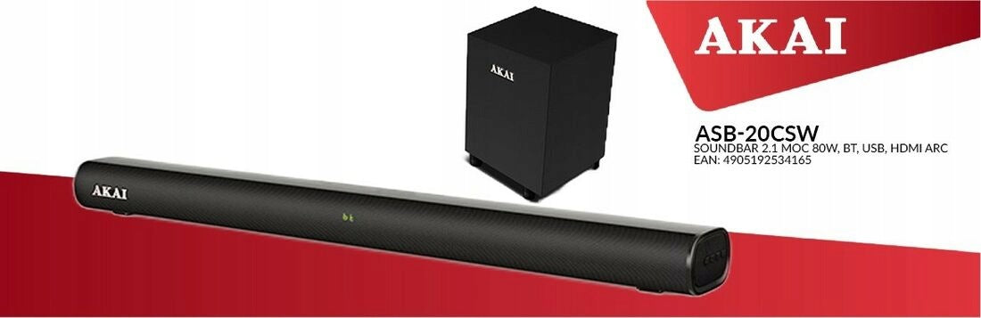 AKAI Soundbar ASB-20CSW 2.1 80W Model ASB-20CSW