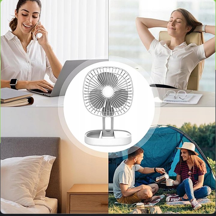 AKU+USB Table Fan Portable WHITE LIGHTWEIGHT WINDMILL QUIET FOLDING Manufacturer code FA847WH