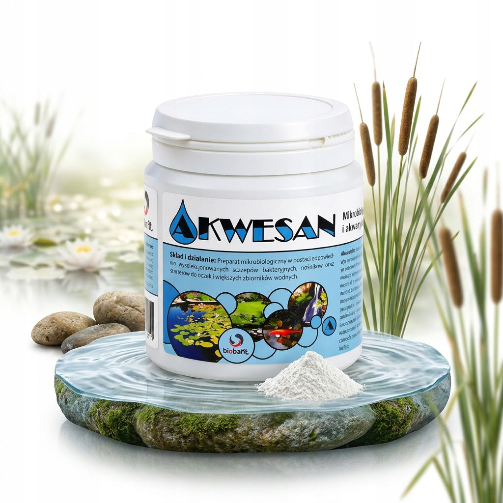 AKWESAN 150g BACTERIA for pond WATER removes GREEN WATER MULE SMELL 15 m2 Manufacturer code AKWESAN_500G