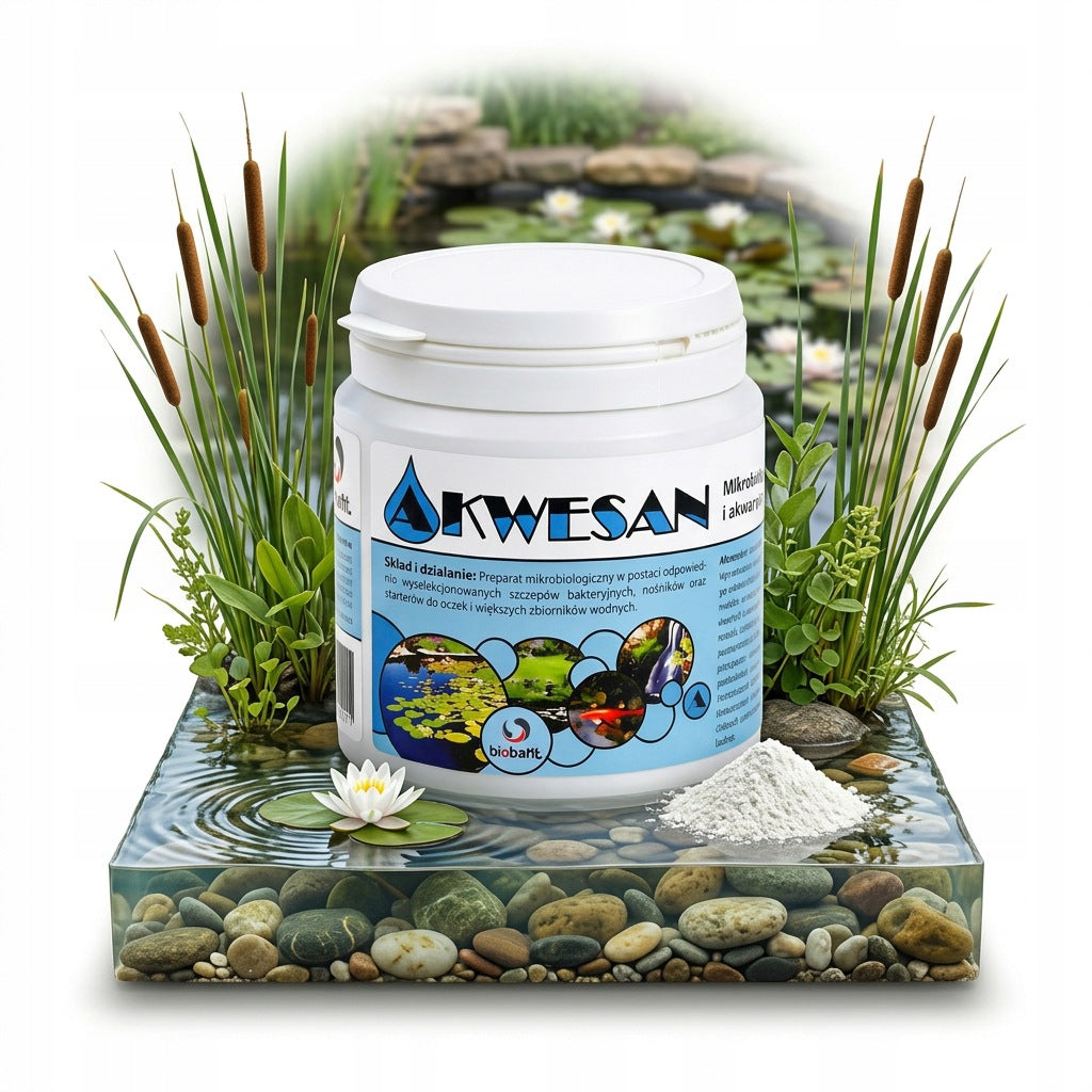 AKWESAN 150g BACTERIA for pond WATER removes GREEN WATER MULE SMELL 15 m2