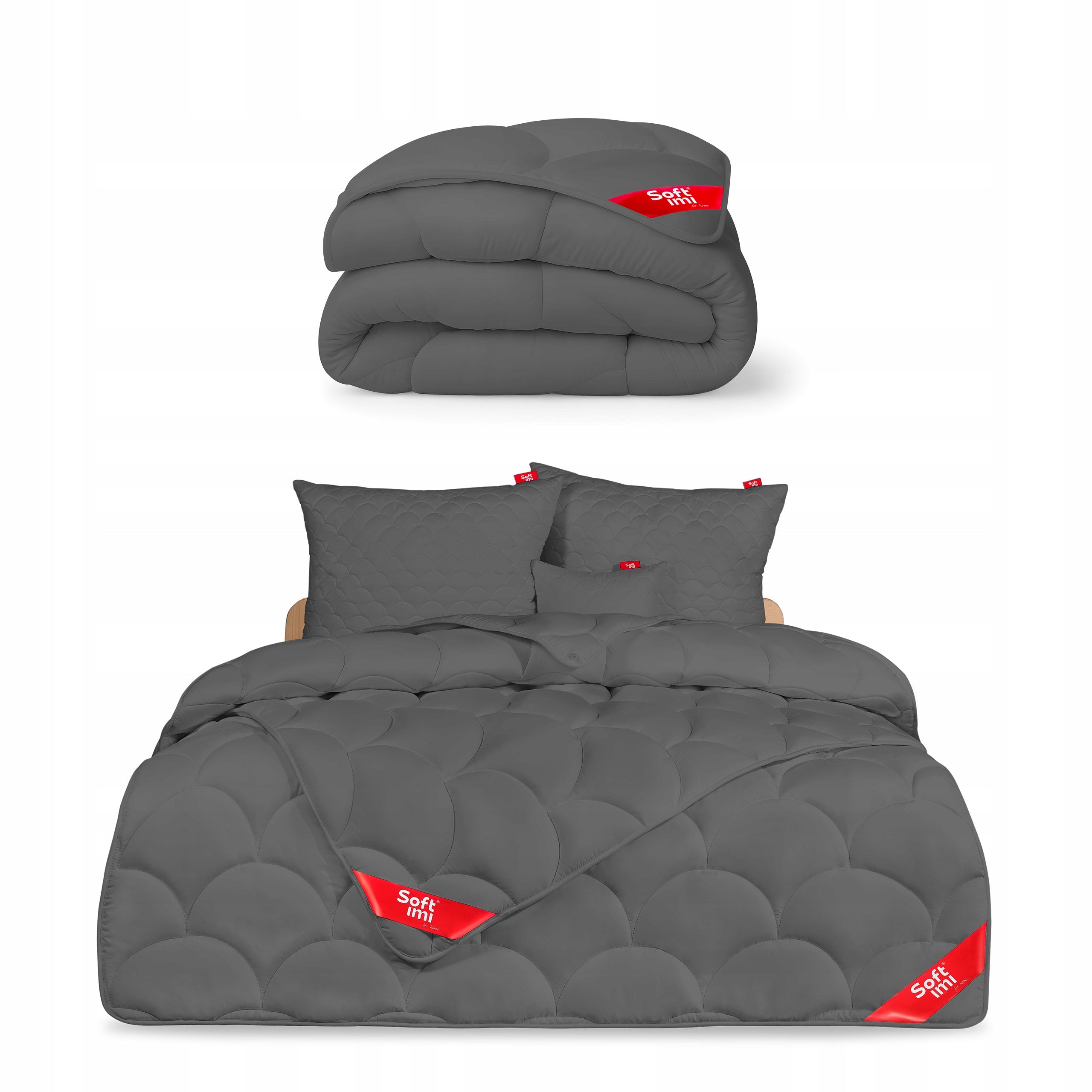 ALL-SEASON ANTI-ALLERGIC QUILT 160X200 + 2 PILLOWS 70X80 GREY SET Packaging status original