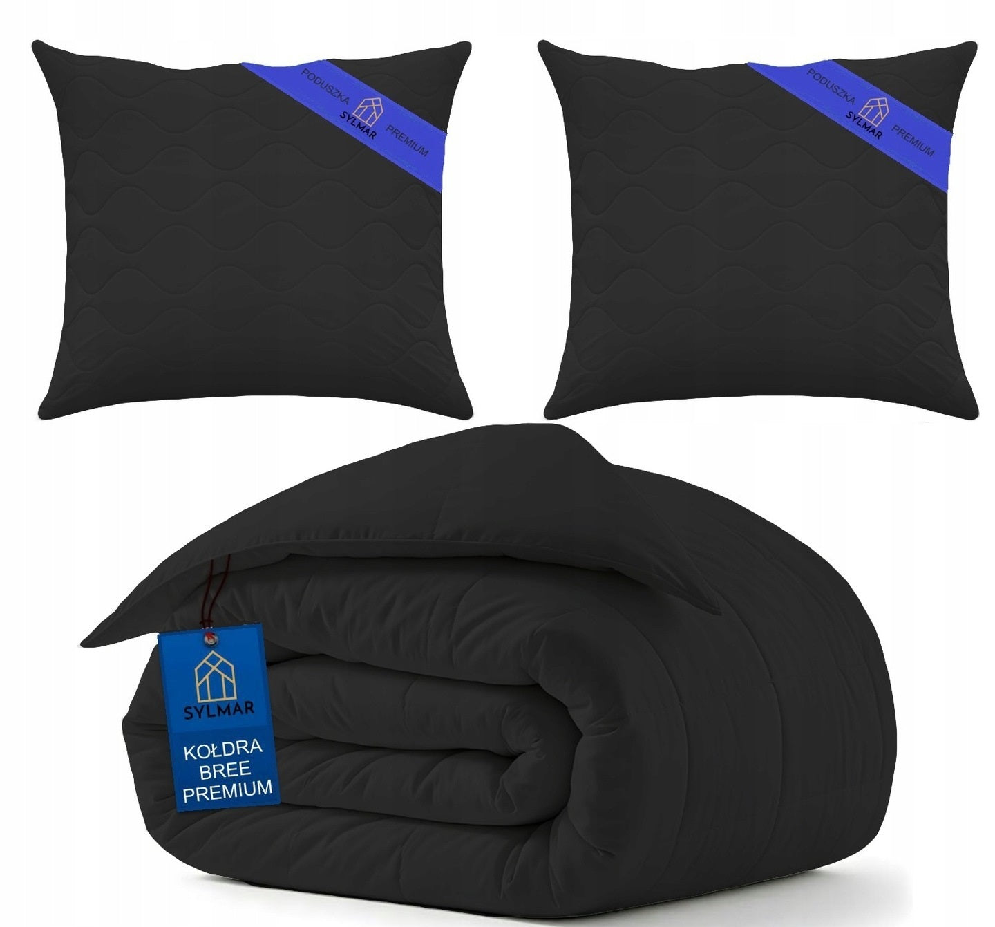 ALL-SEASON ANTI-ALLERGIC QUILT SET 160x200 + 2x PILLOW 70x80 BLACK