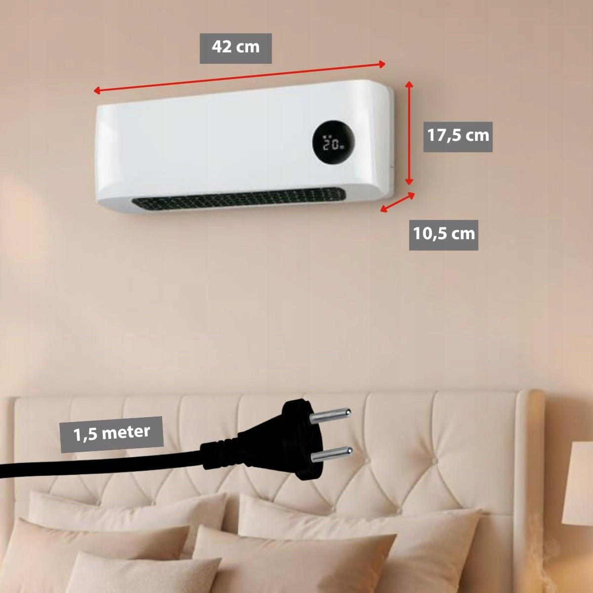 ALPINA 1000 WALL ELECTRIC HEATER 1000/2000W REMOTE CONTROL WHITE Packaging status original