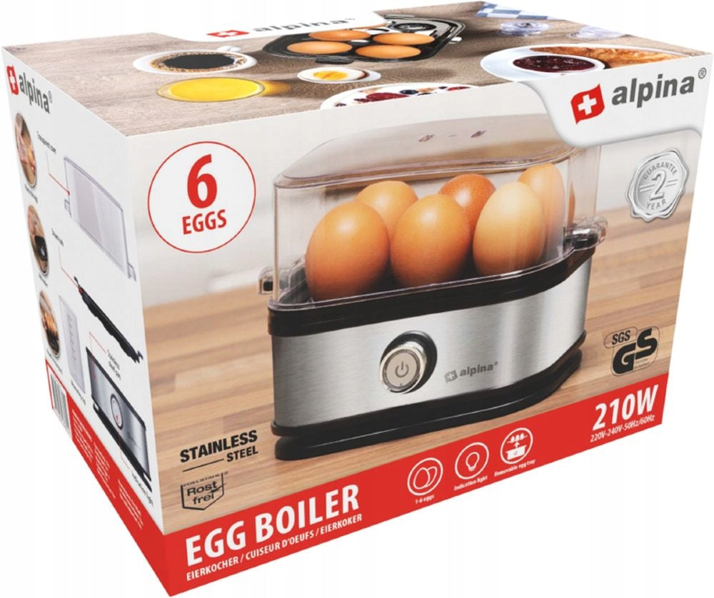 ALPINA Egg cooker for 6 eggs 210 W SILVER