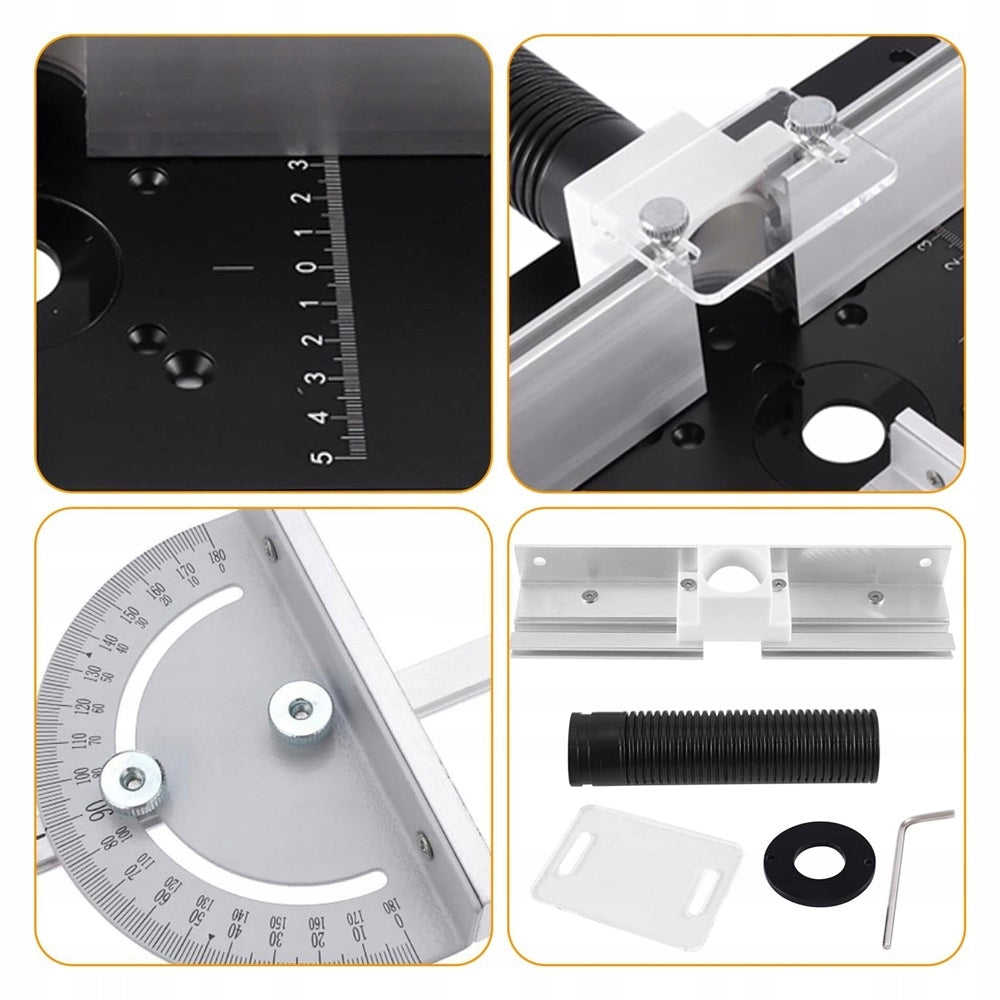 ALUMINIUM PLATE FOR MILLING TABLE WITH DIAGONAL GUIDE AND SLIDING FENCE Power supply mains