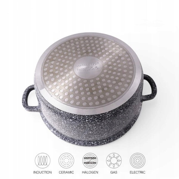 ALUMINUM POT ROUND 20CM MARBLE WITH INDUCTION 2,5L FOR COOKING GAS Capacity 2.5 l