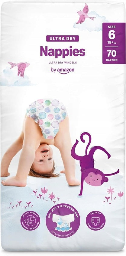 AMAZON ULTRA DRY DISPOSABLE DIAPERS SIZE 6 15+ KG 70 PCS