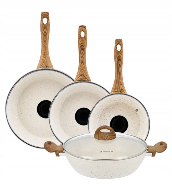 AMBITION NATURE PAN SET 20, 24, 28 CM + LIDS + DEEP 28 CM INDUCTION