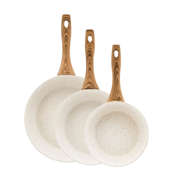 AMBITION NATURE PAN SET 20, 24, 28 CM NON-STICK INDUCTION CREAM