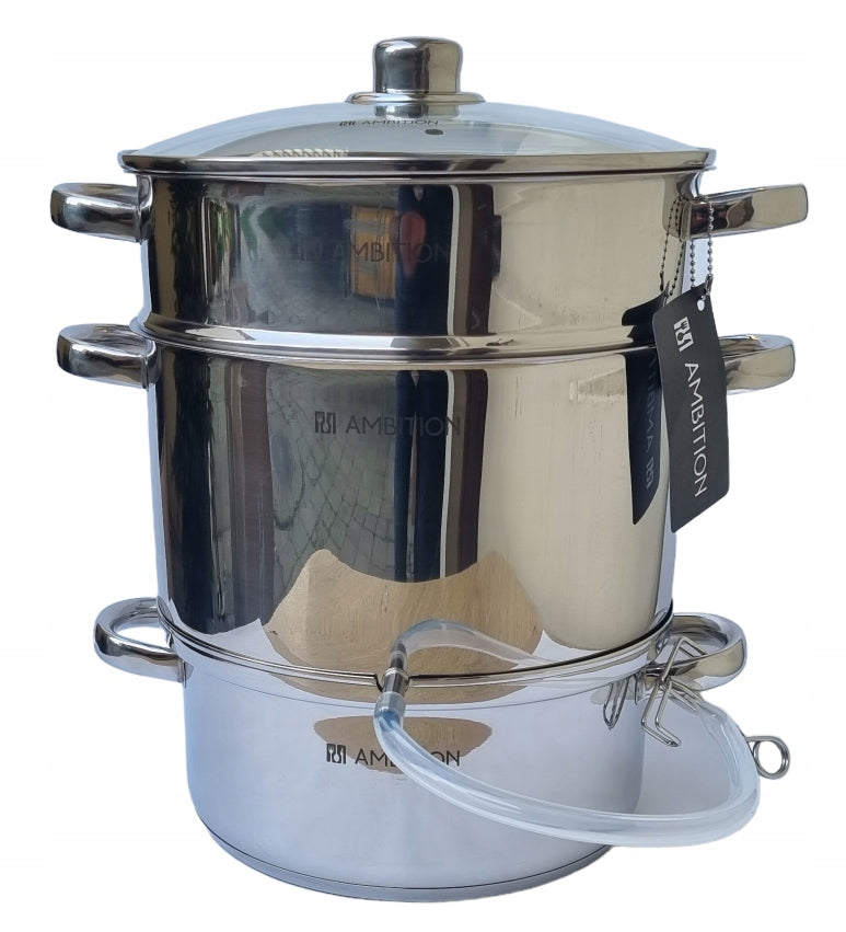 AMBITION STEAM JUICE 3in1 8L + STEAMER steam pot INDUCTION GAS NDZ Manufacturer code AMBITION GARNEK DO SOKÓW NA PARĘ WINSTON