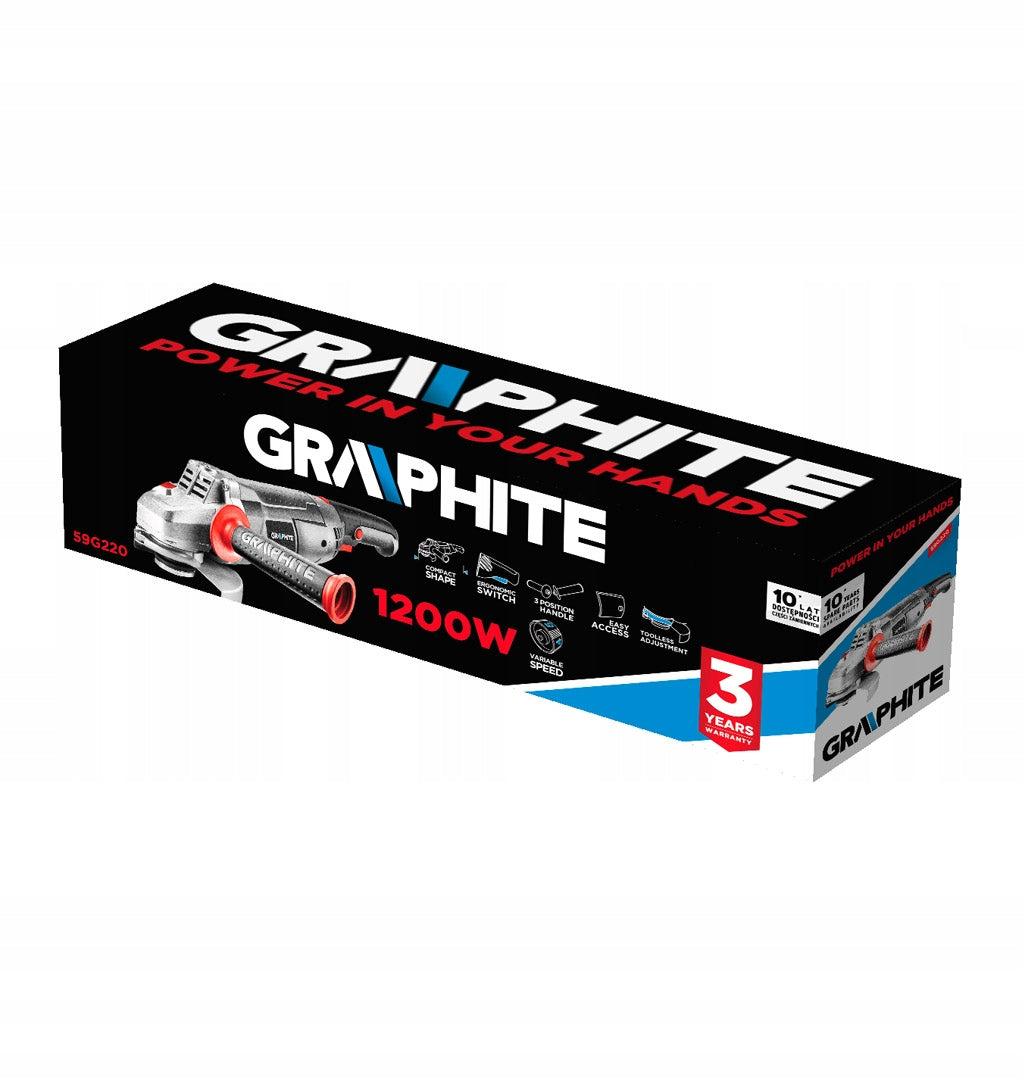 ANGLE GRINDER 1200W TAR. 125 X 22.2 MM OB. 3000-11000 GRAPHITE 59G220 EAN (GTIN) 5902062034670