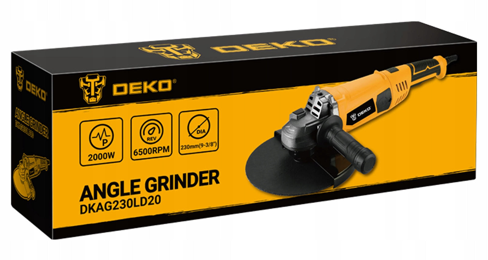ANGLE GRINDER ANGLE 2000 IN 230 MM STRONG SHIELD DEKO Maximum power 2000 W