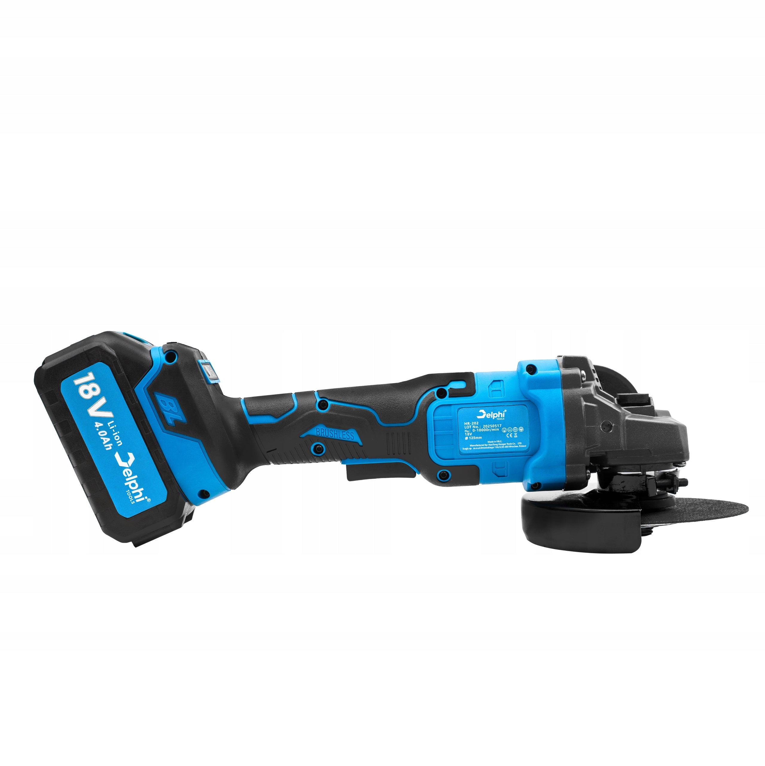 ANGLE GRINDER CORDLESS BRUSHLESS RUBBER ANGLE 1xAKU 4.0Ah Maximum power 1200 W