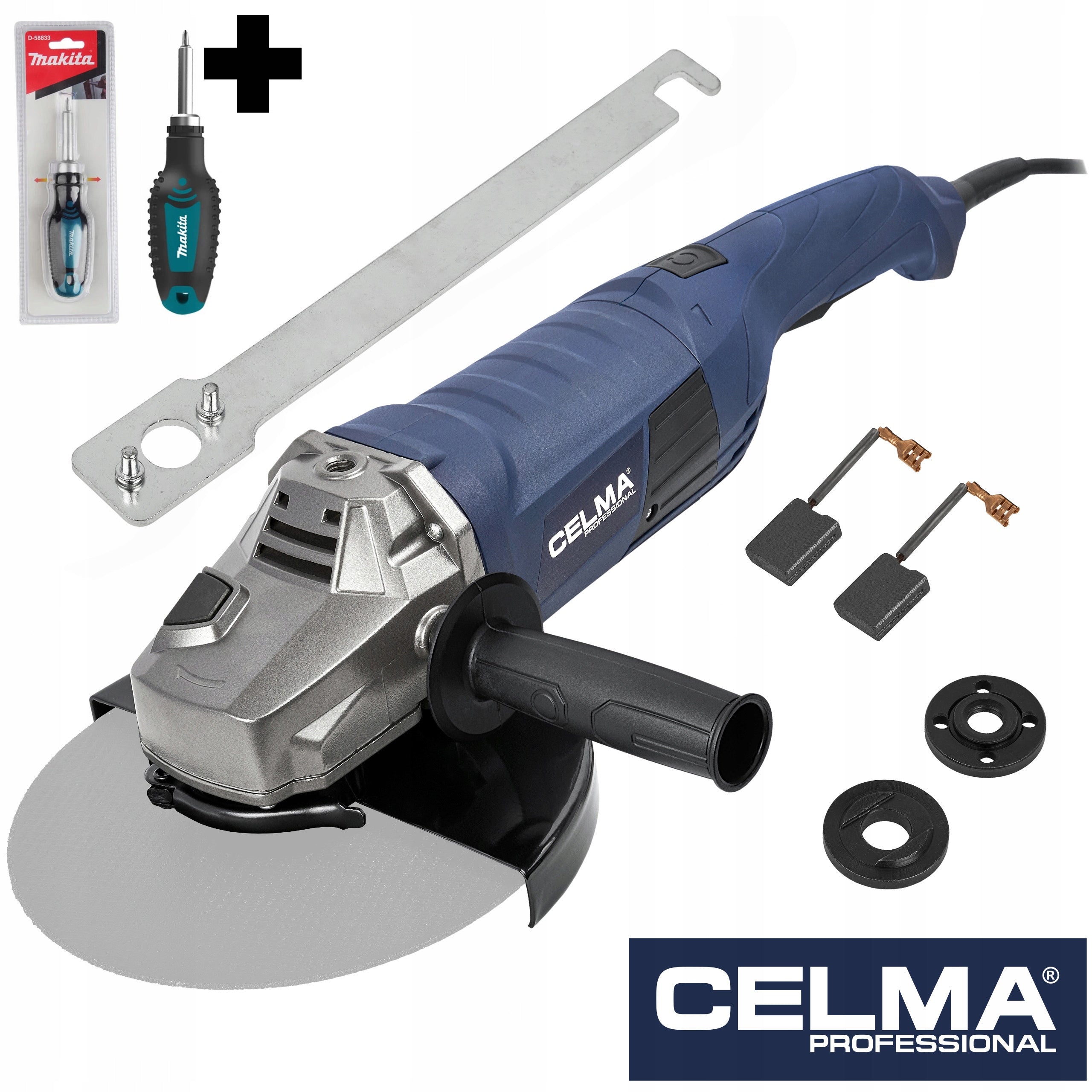 ANGLE GRINDER DIAX ANGLE CELMA PRO PRAg 230GEO 2500W + SCREWDRIVER MAKITA