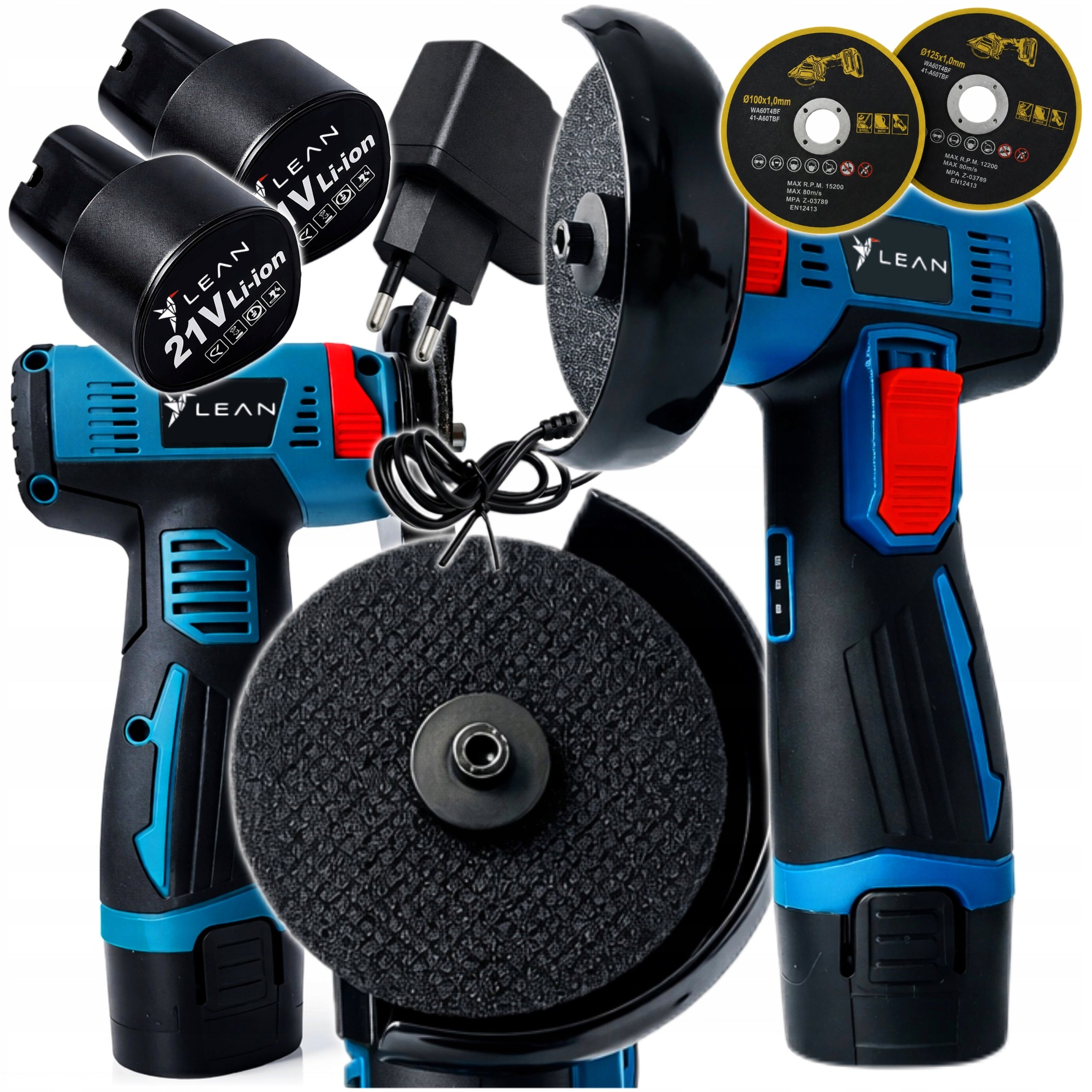 ANGLE GRINDER FOR CORDLESS CUTTING 15000 RPM 2xDISC 2xAKU 21V
