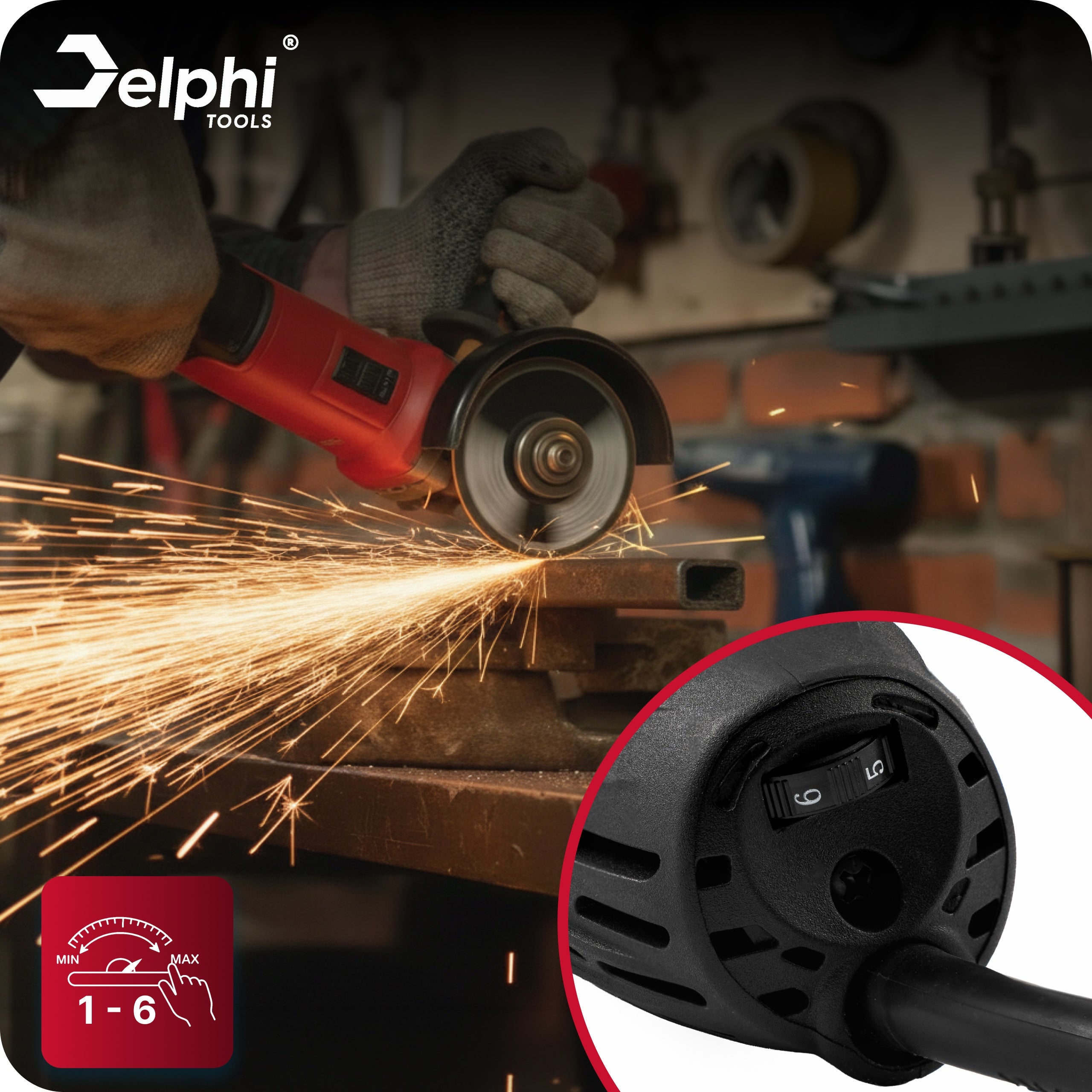 ANGLE GRINDER STRONG RUBBER ANGLE DIAX 125mm ADJUSTABLE + 10 DISCS Kind angle grinder