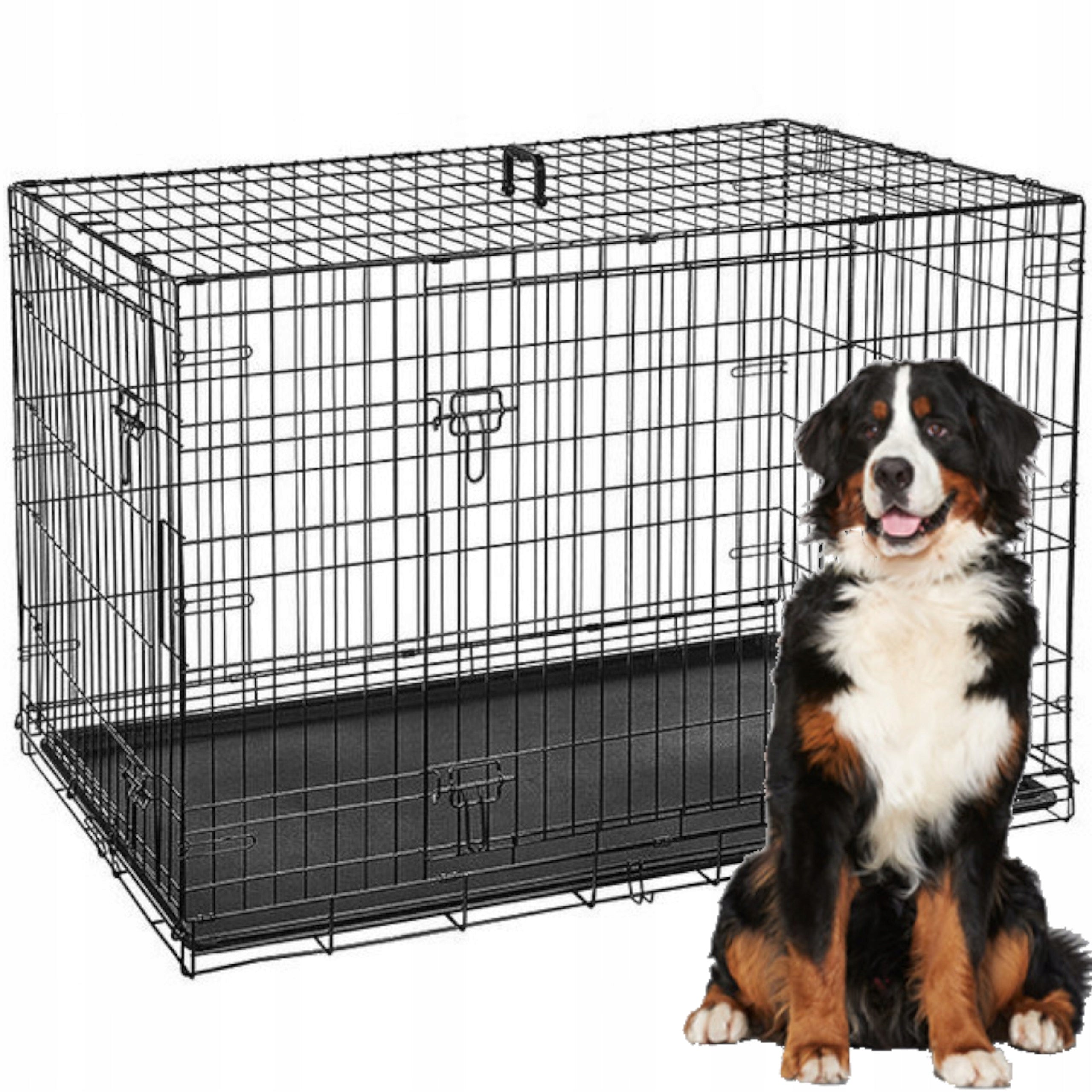 ANIMAL DOG CAGE METAL KENNEL PLAYPEN TRANSPORTER XXXL 121x76x82