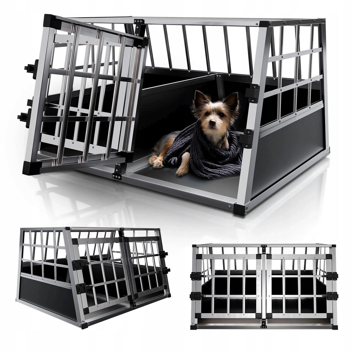 ANIMAL DOG TRANSPORTER ALUMINUM TRAVEL CAGE FOR CAR L-XL