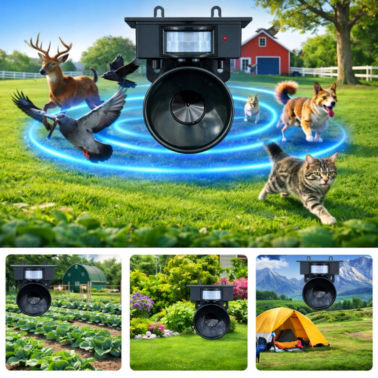 ANIMAL REPELLENT CAT BIRDS WILD MICE 10in1 + SOLAR BATTERY Packaging status original