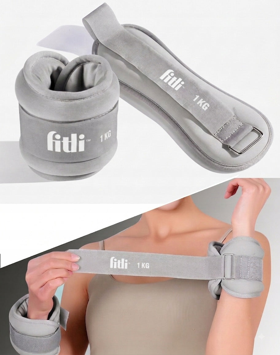 ANKLE WEIGHTS HANDS 1 KG WRIST WEIGHTS 2x 1KG GREY Packaging status original