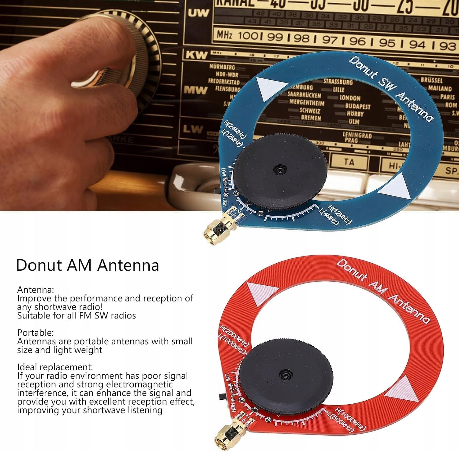 ANTENNA LOOP 2 PIECES PORTABLE MINI RECEIVING SHORTWAVE BROADCAST AM MW Brand no brand