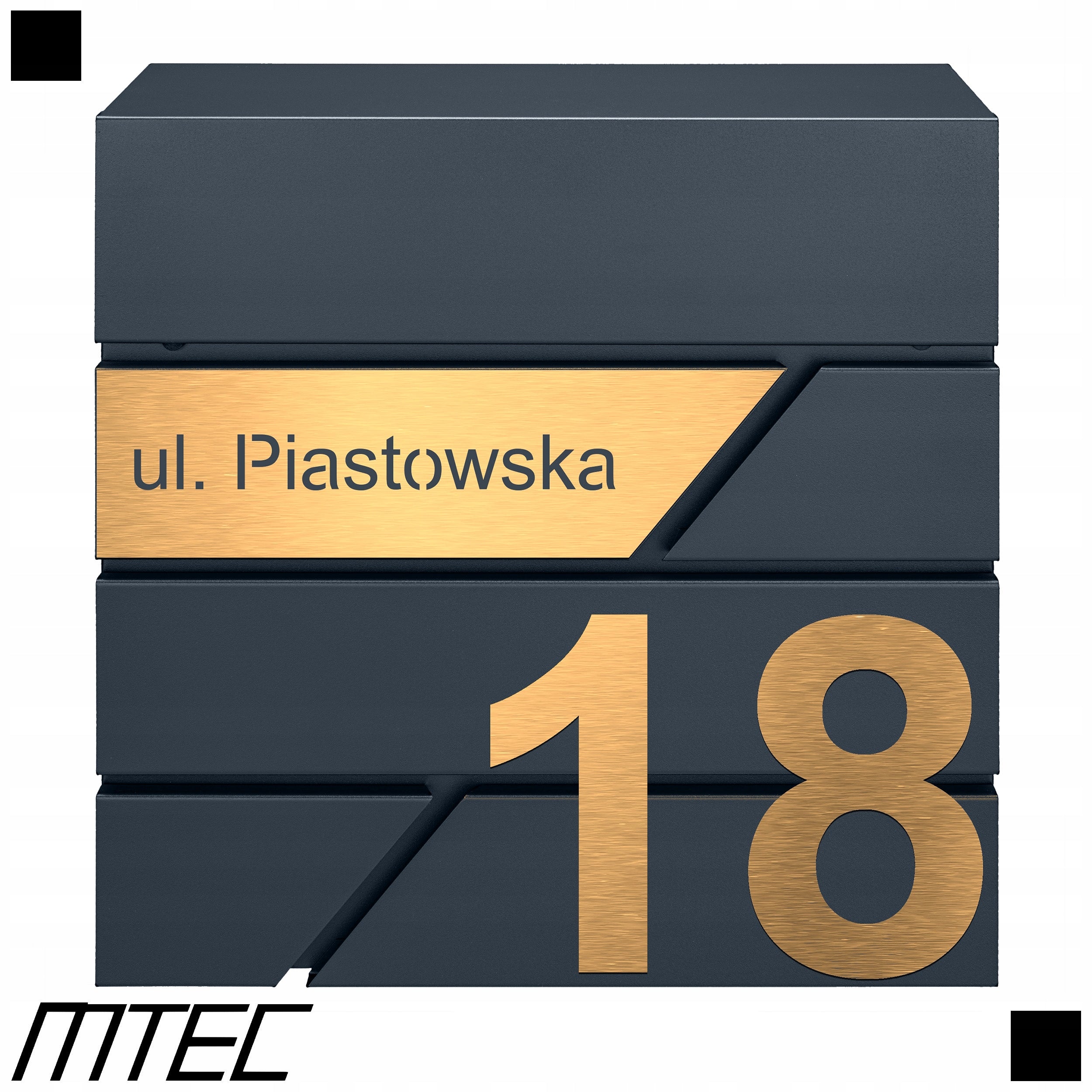 ANTHRACITE MAILBOX + GOLD NUMBERS LAMINATE Color gray