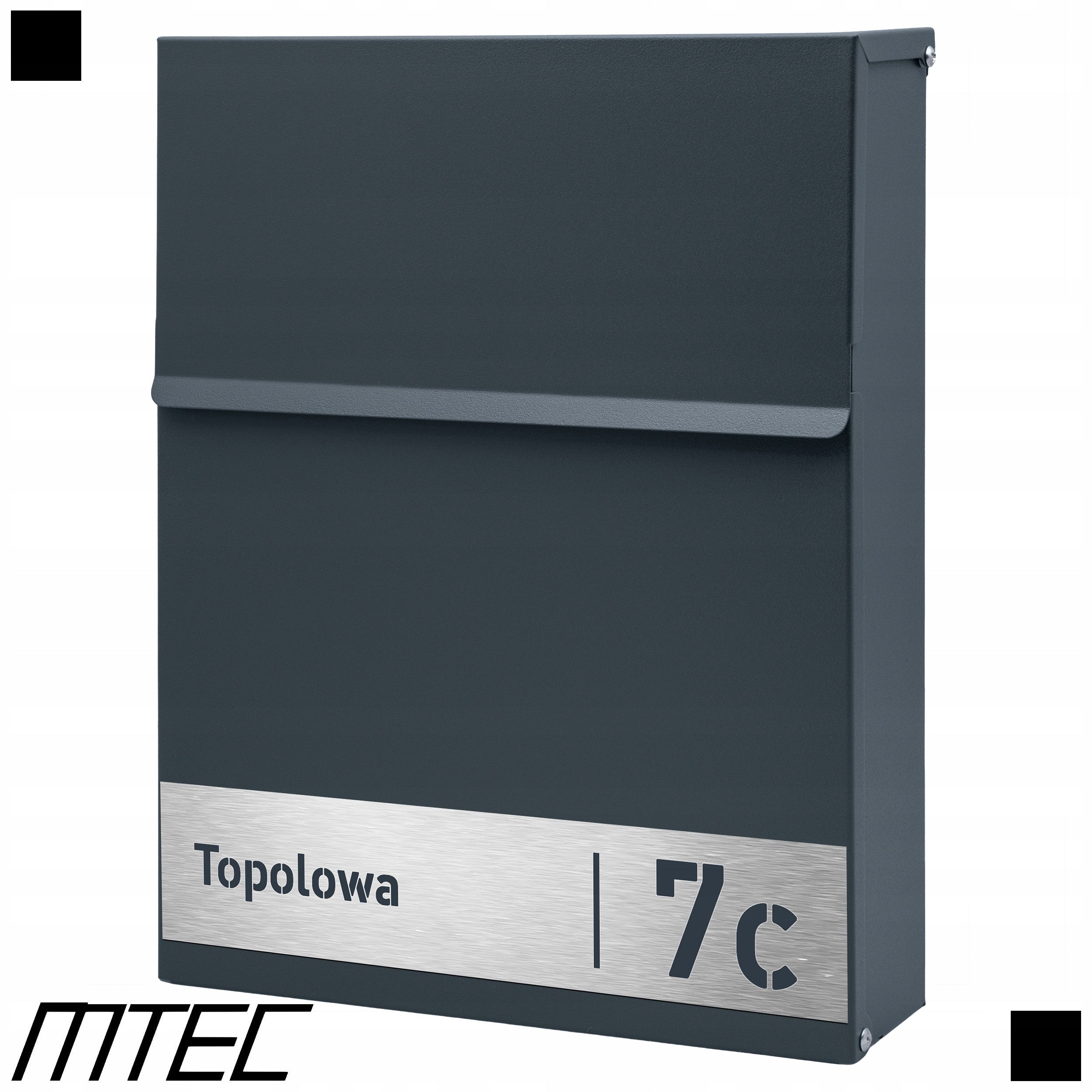 ANTHRACITE MAILBOX SLIM LETTER + LAMINATE ENGRAVED Manufacturer code 071-LAM5