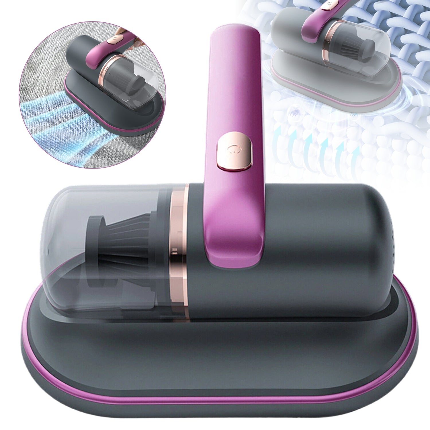 ANTI-MITE VACUUM CLEANER 10000KPA UV-C WITH DOUBLE HEAD PURPLE Packaging status original
