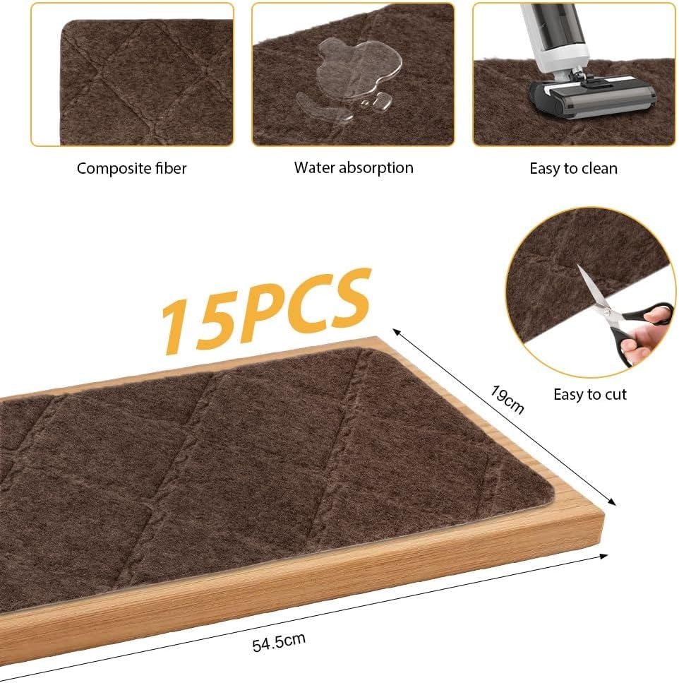 ANTI-SLIP STAIR TREAD MATS 15 PCS BROWN Length 55 cm