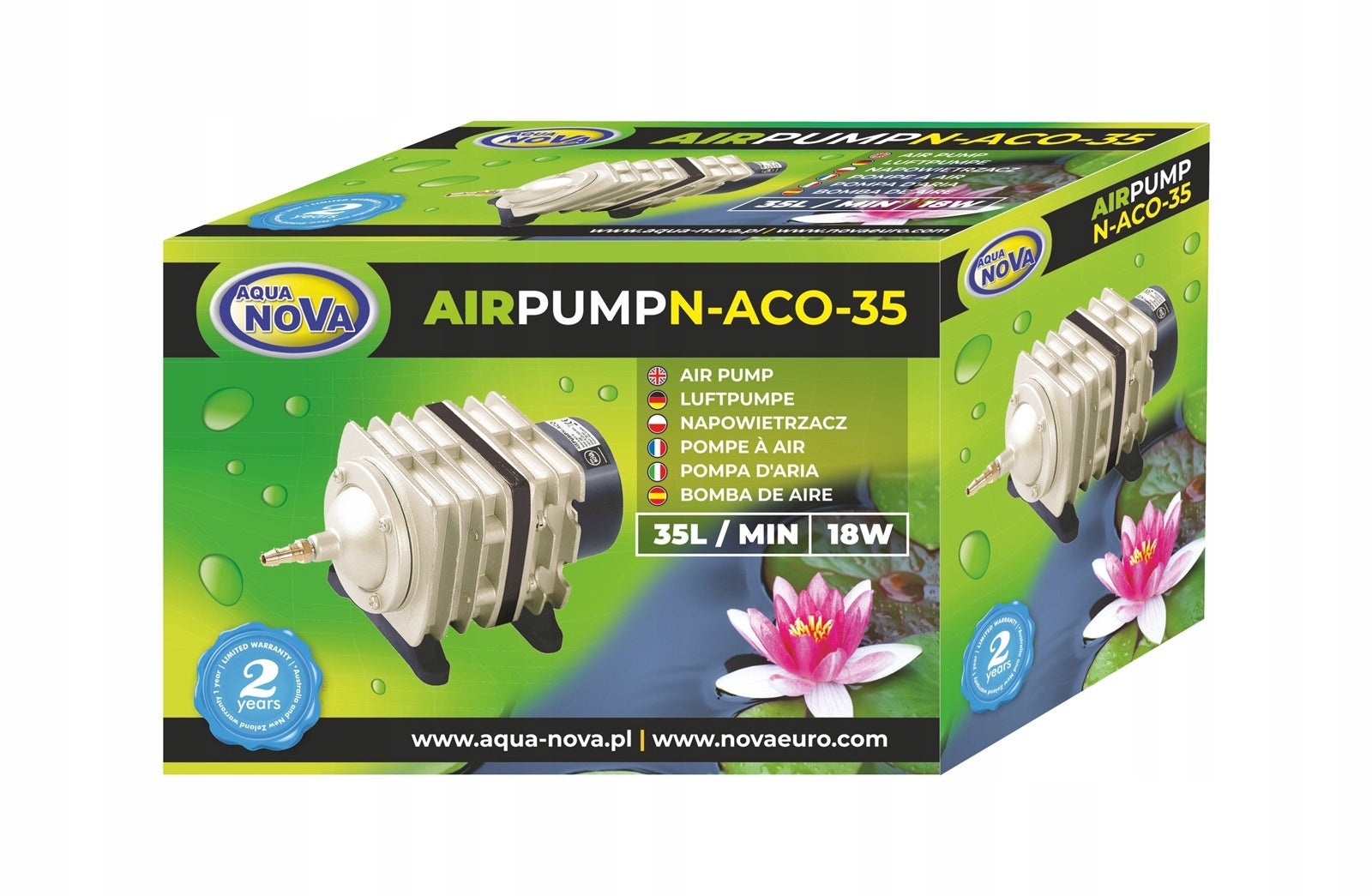 AQUA NOVA N-ACO-35 Aerator 35L/min 18W for pond Packaging status original