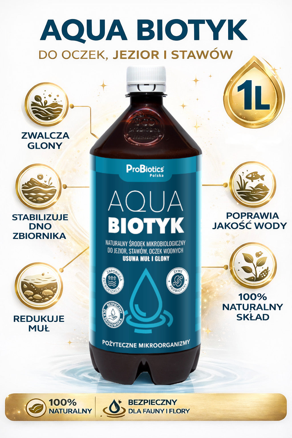 AQUABIOTIC 1L WATER PROBIOTIC PURIFIES AND CLARIFIES WATER REMOVES ALGAE