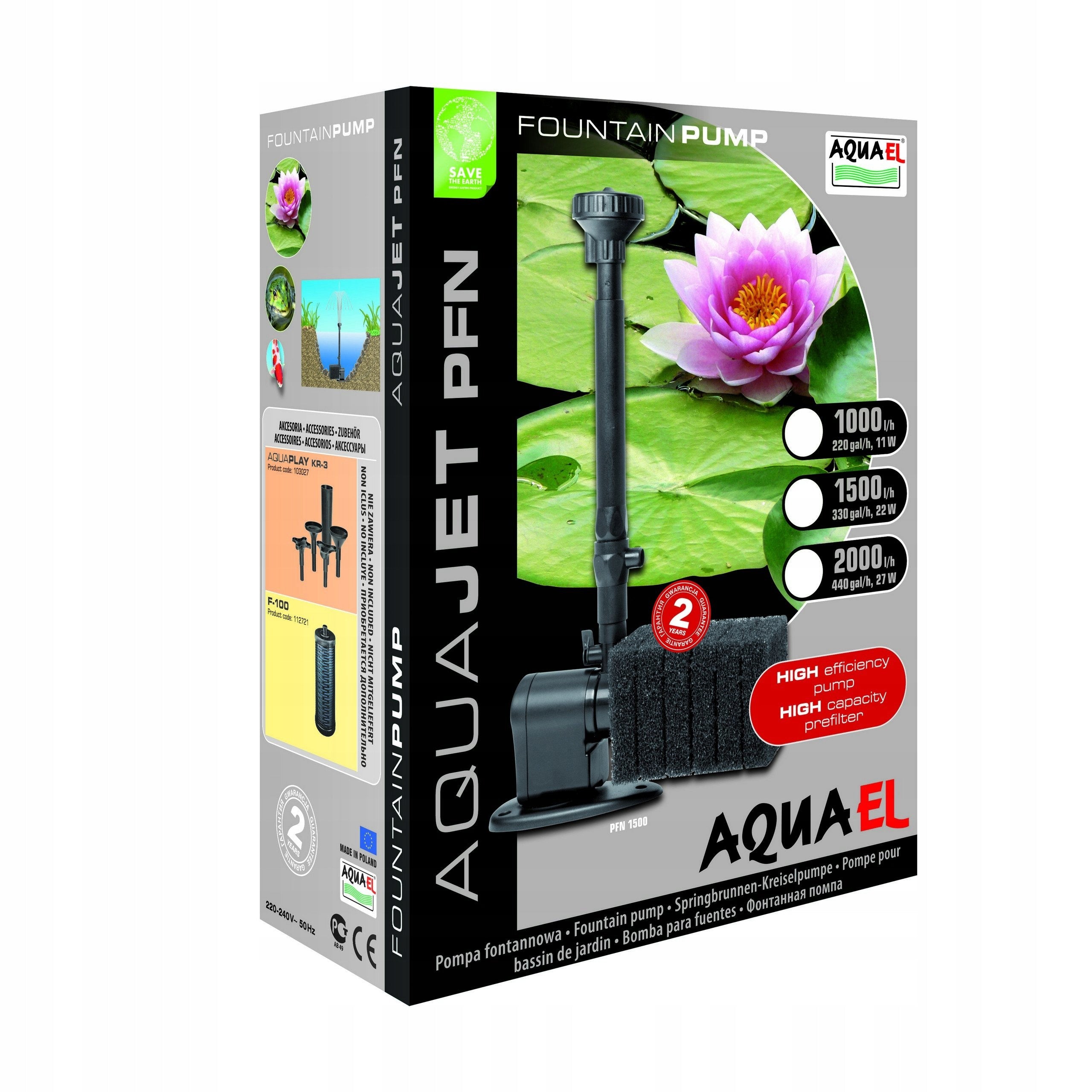 AQUAEL FOUNTAIN PUMP PFN-1500 CASCADE Manufacturer code 109436