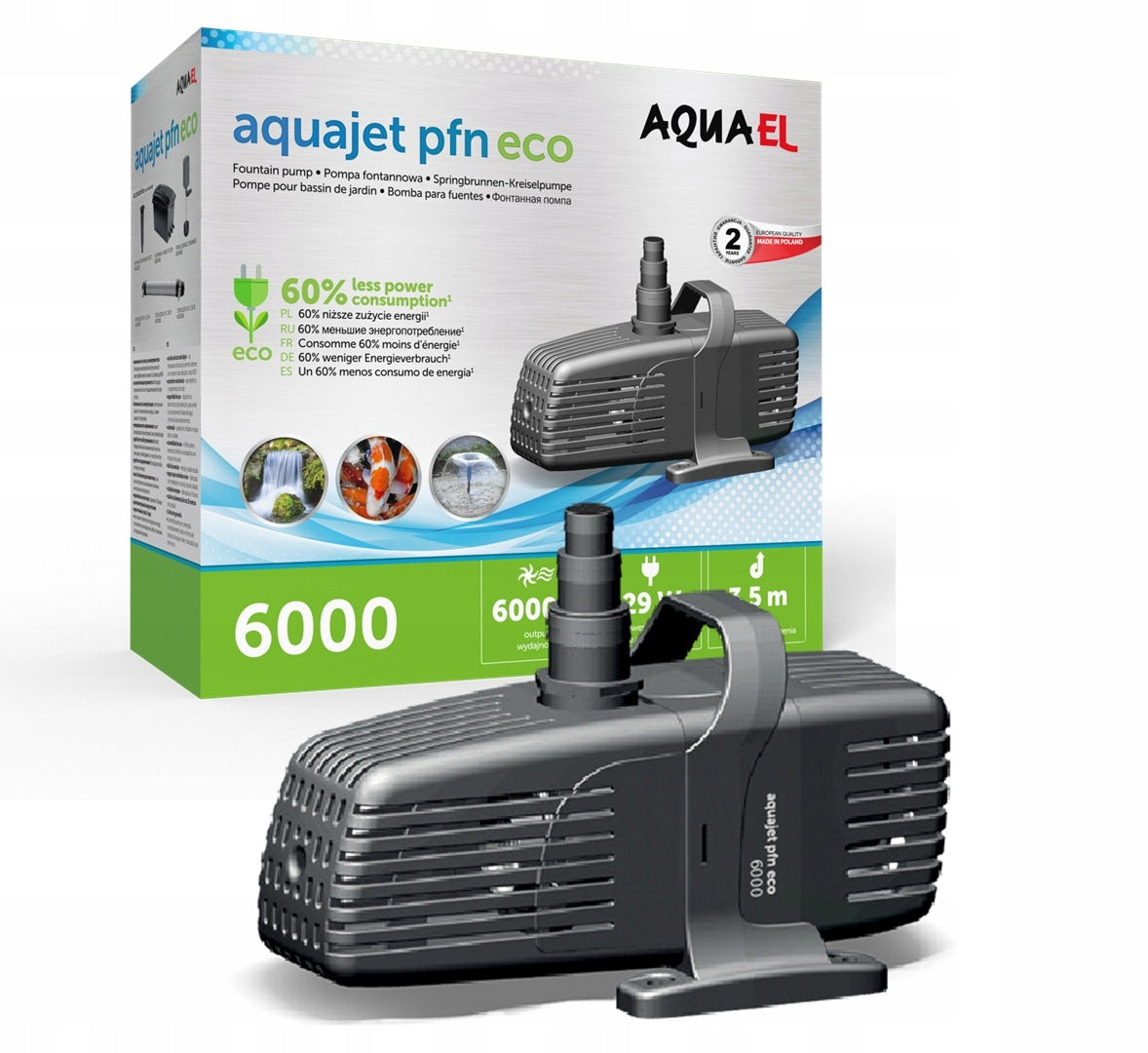AQUAEL fountain pump PFN 6000 ECO Pump capacity l/h Ponad 5000 l/h