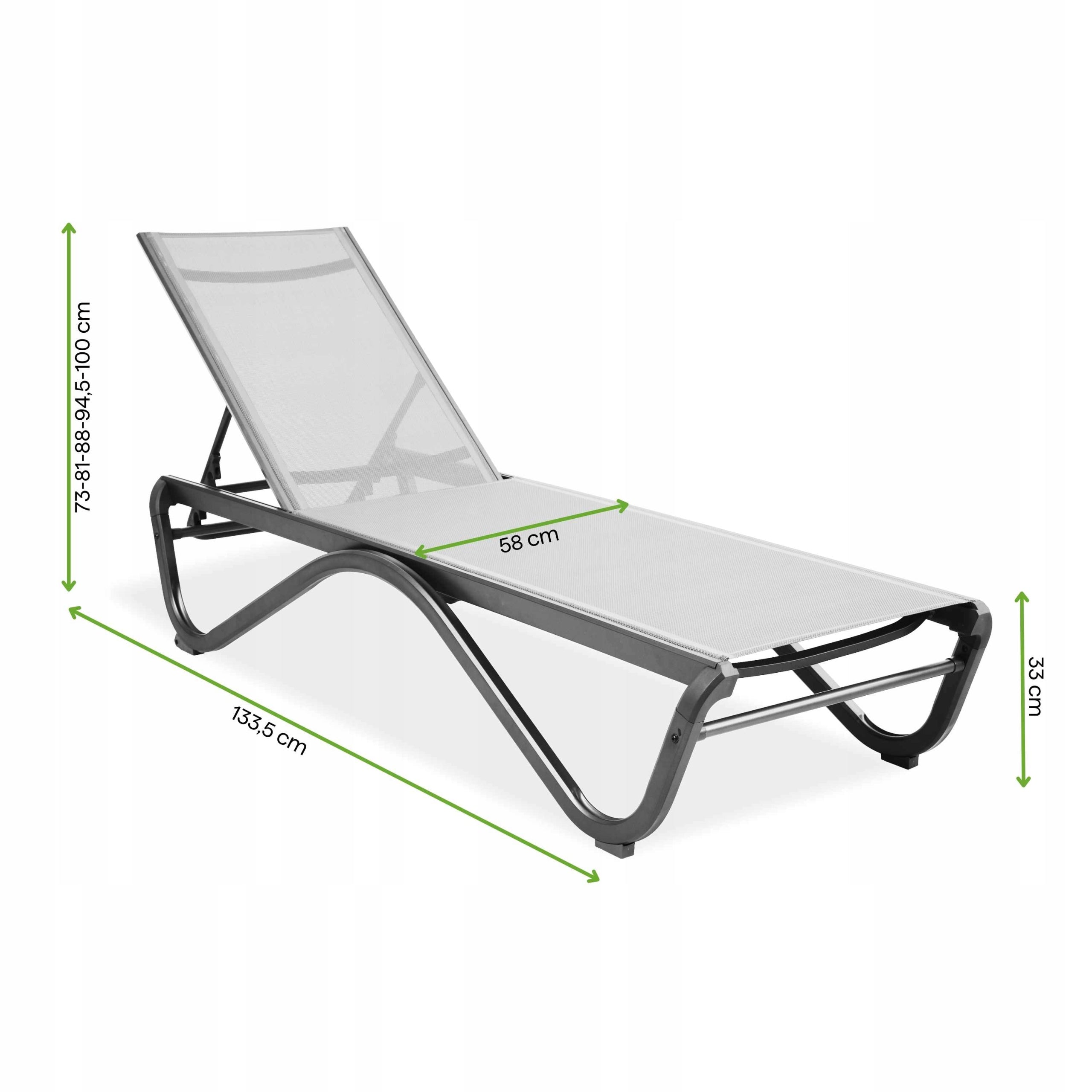 AQUALIS Aluminum Pool Garden Sun Lounger for Garden Pool Adjustable Grey Brand Bjorkka