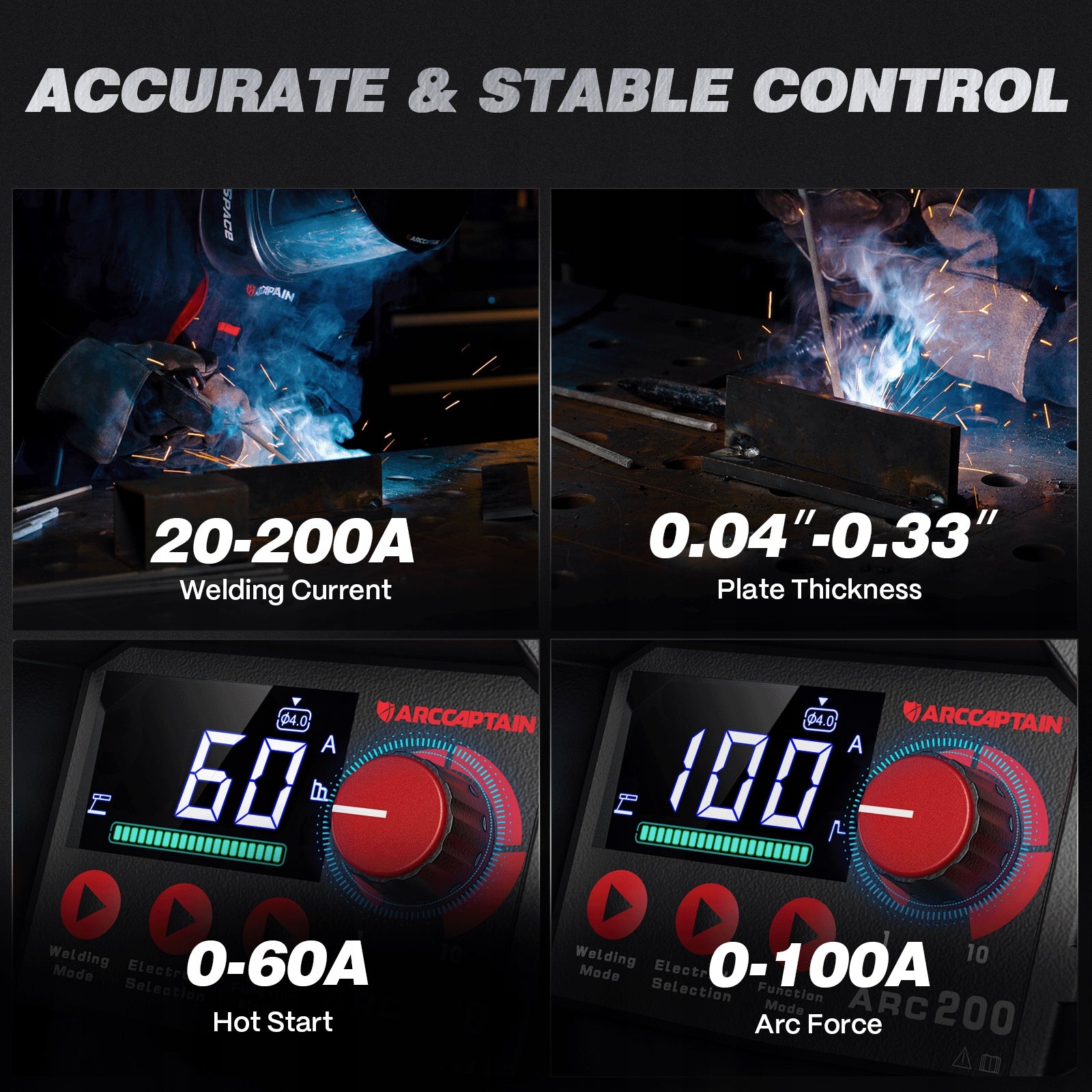 ARCCAPTAIN ARC200 MMA/TIG welding machine 200A 110/220V IGBT IP21S Brand ARCCAPTAIN