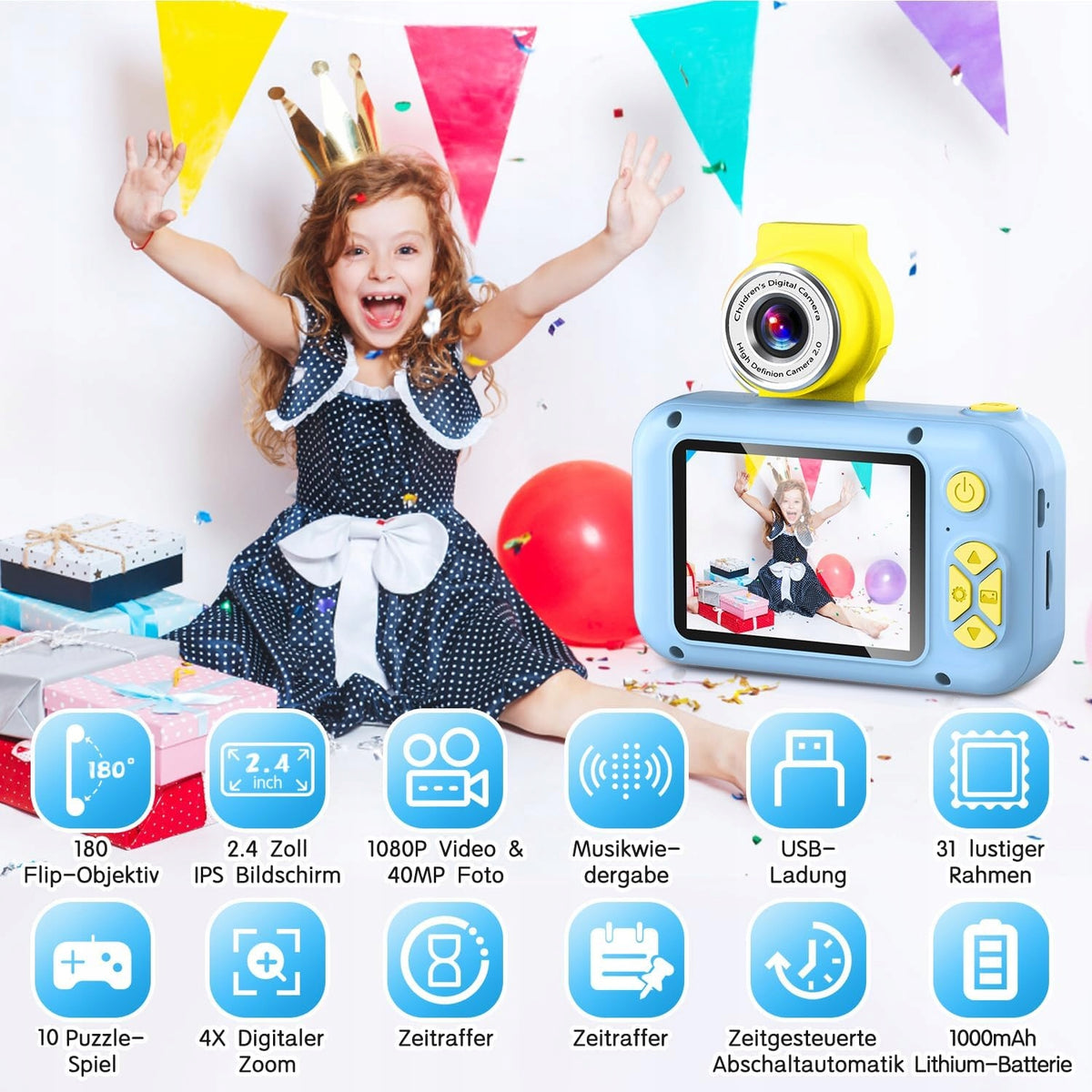 ARNSSIEN Children's Camera For Girls Boys Manufacturer code APARAT FOTOGRAFICZNY CYFROWY NIEBIESKI