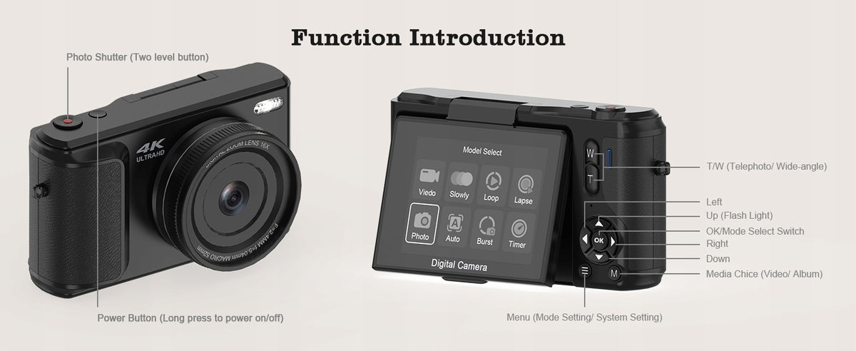 ARNSSIEN Y1 4K digital camera 64GB card Manufacturer code Y1